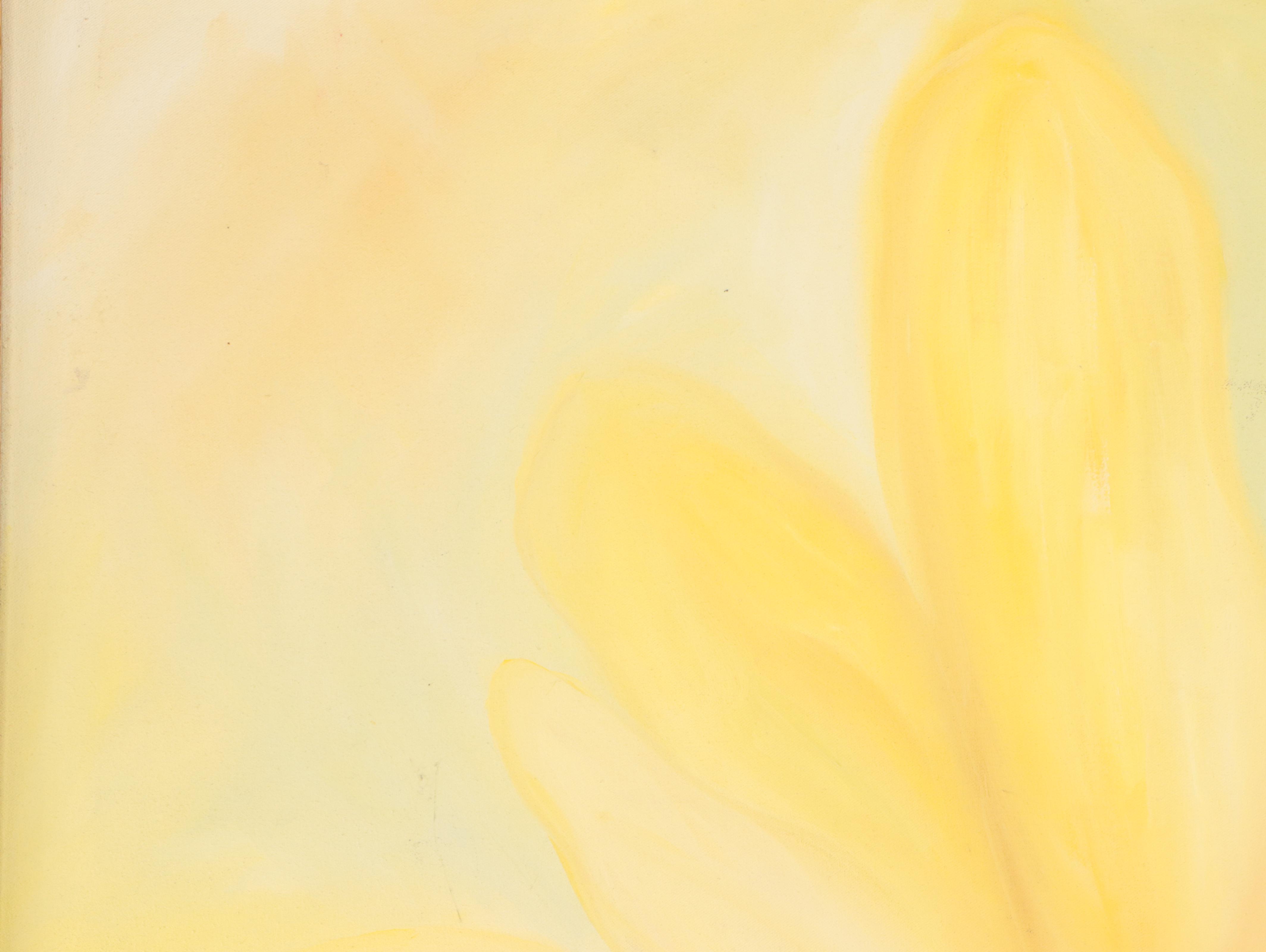 Yellow Flower Oil Painting, Late 20th Century