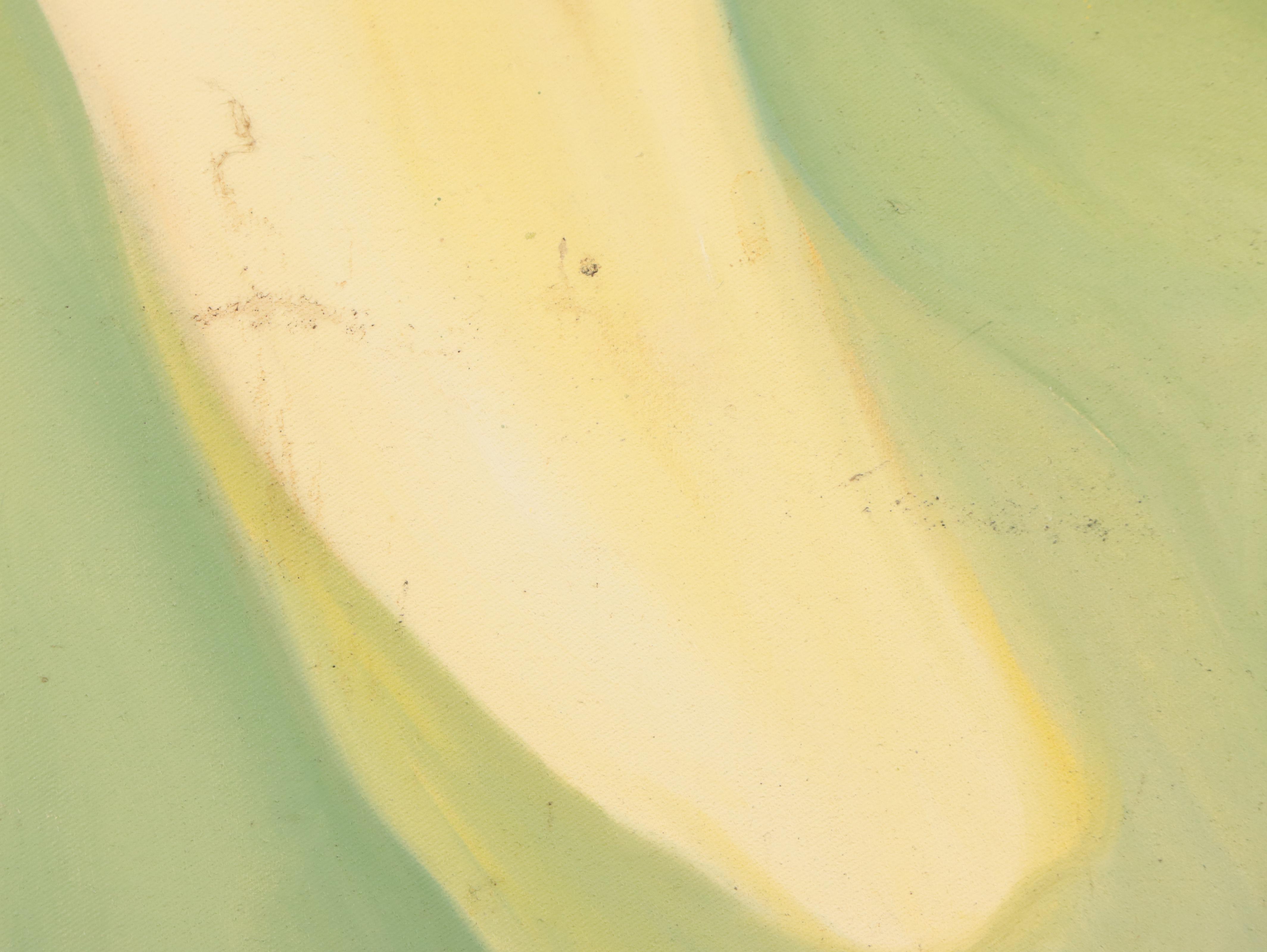 Yellow Flower Oil Painting, Late 20th Century