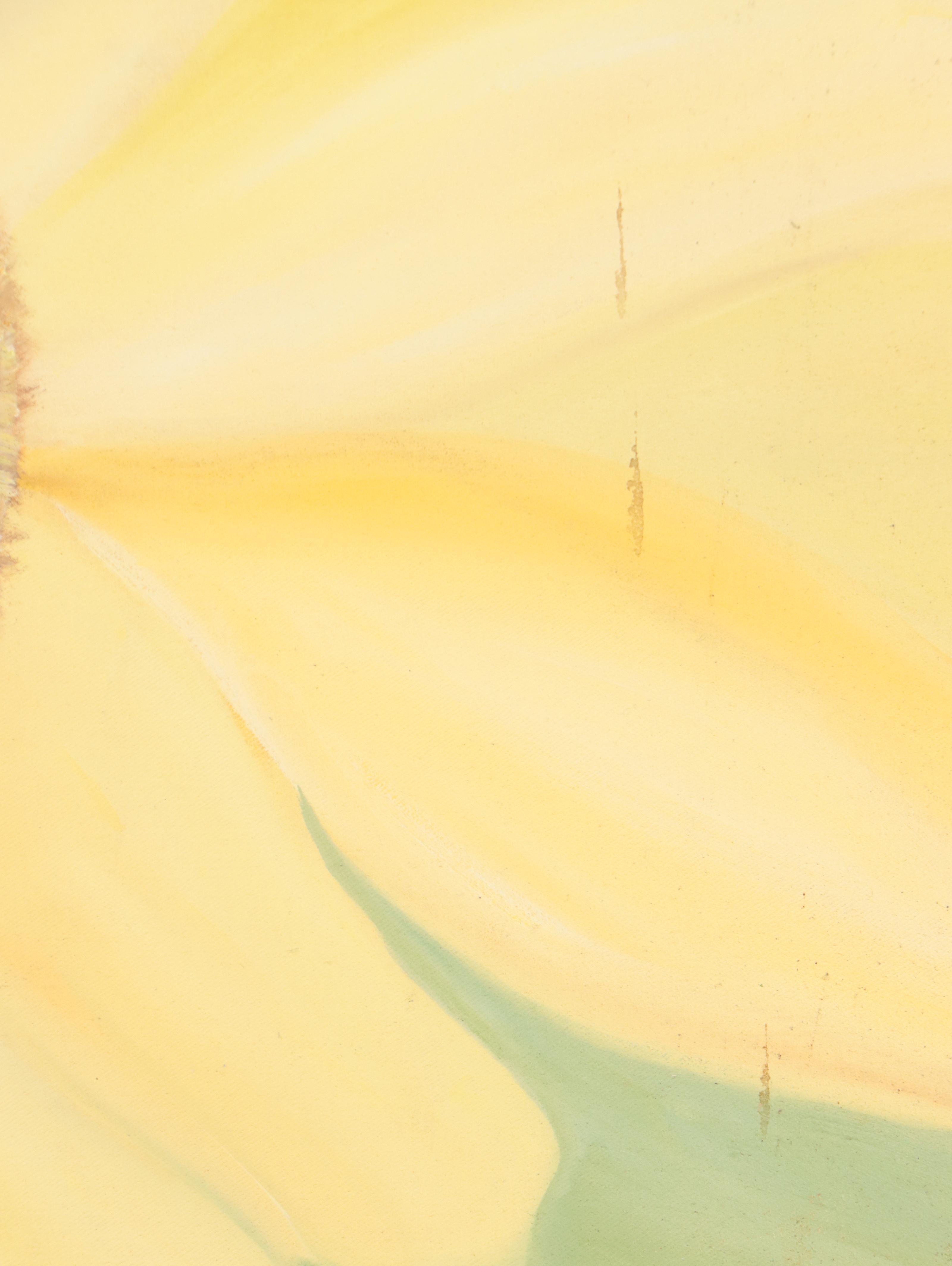 Yellow Flower Oil Painting, Late 20th Century