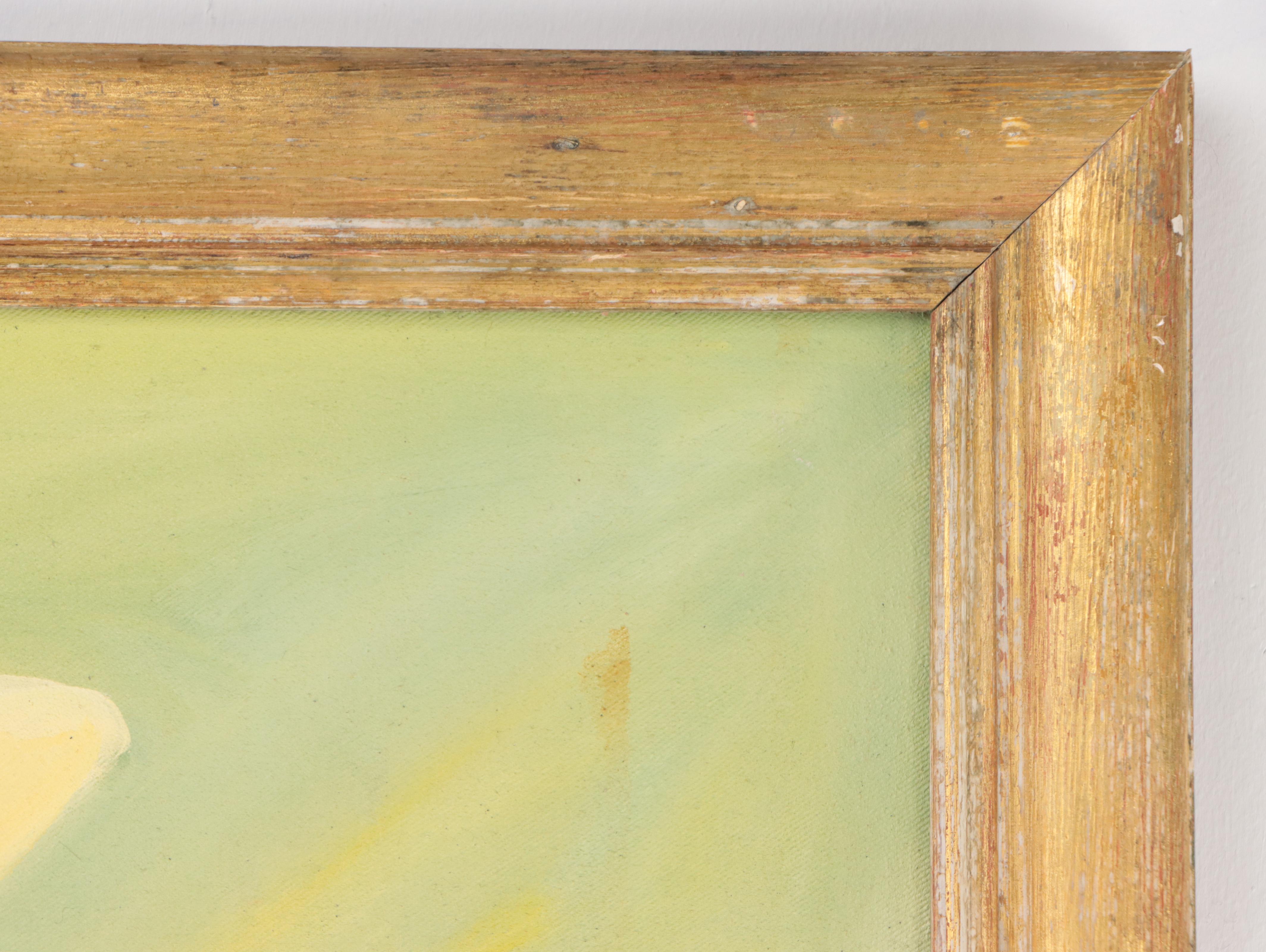 Yellow Flower Oil Painting, Late 20th Century