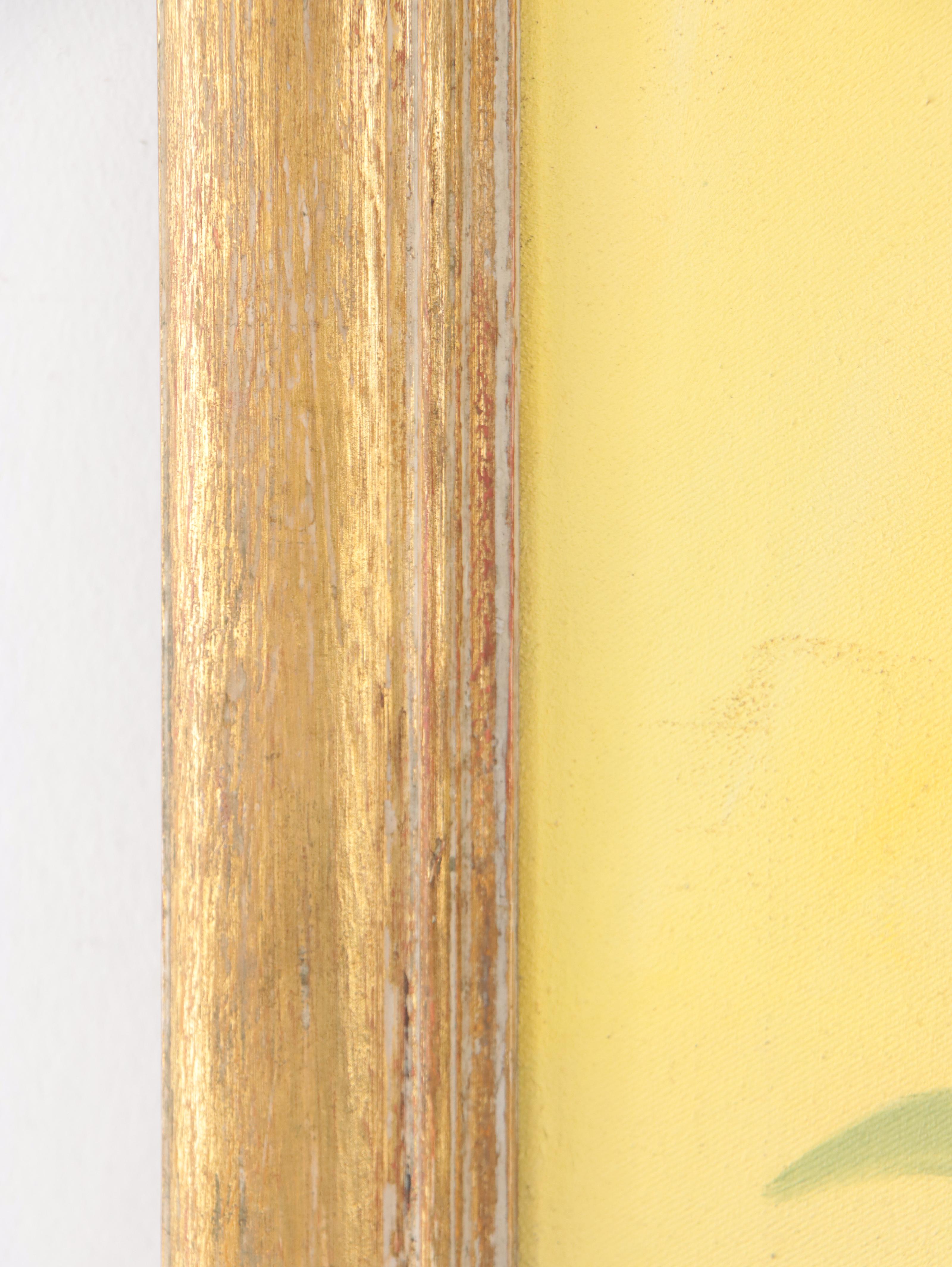 Yellow Flower Oil Painting, Late 20th Century