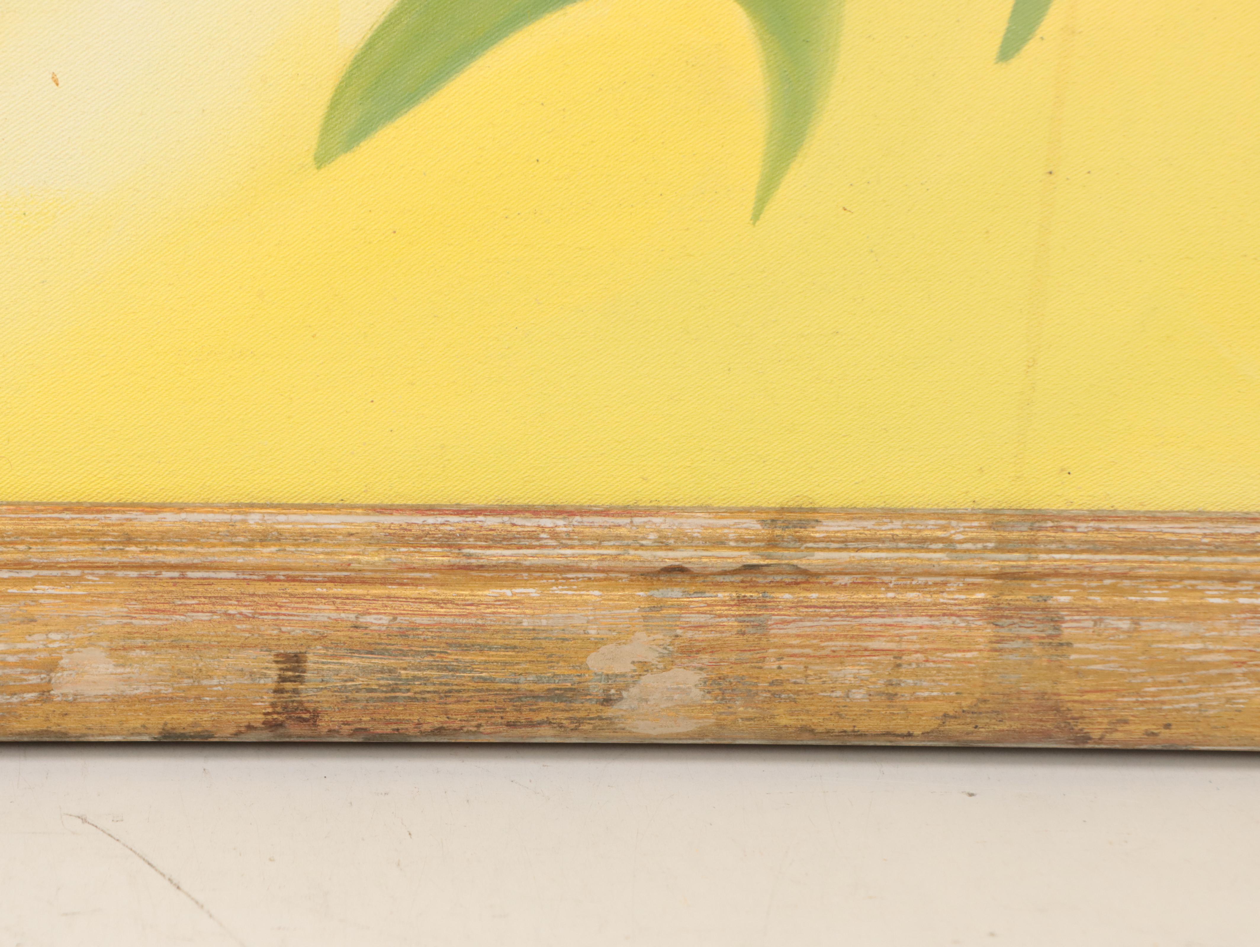 Yellow Flower Oil Painting, Late 20th Century