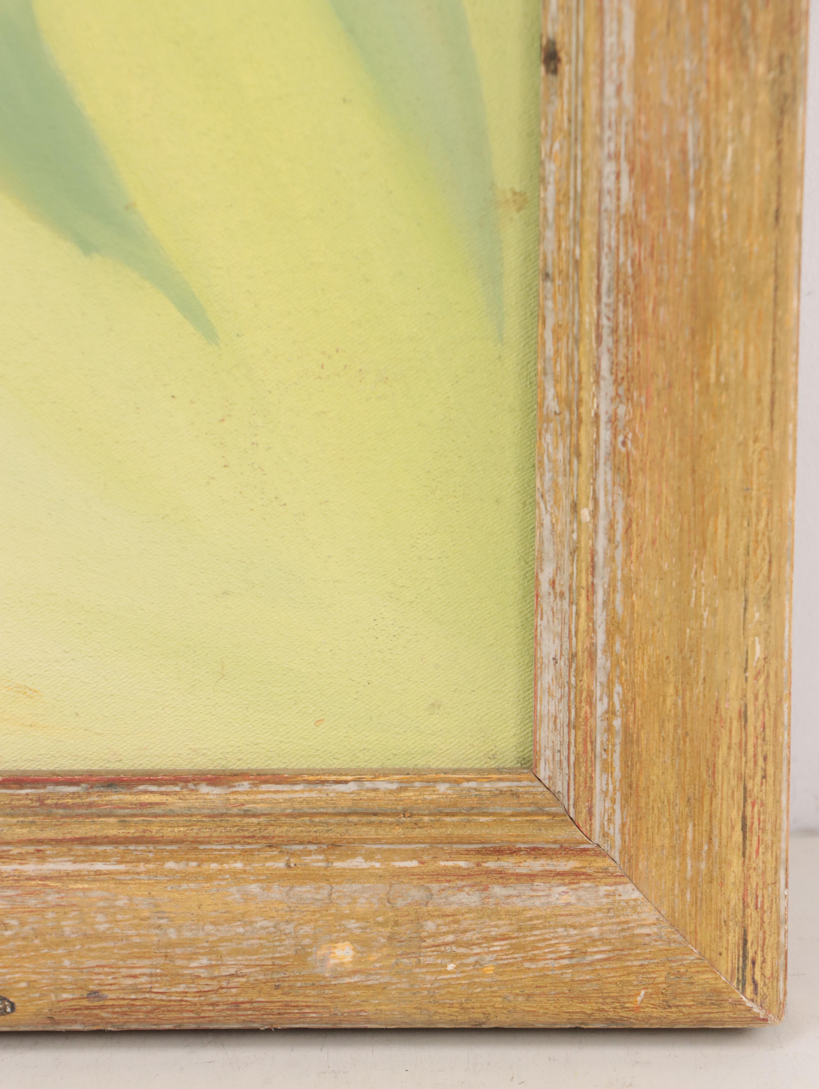 Yellow Flower Oil Painting, Late 20th Century