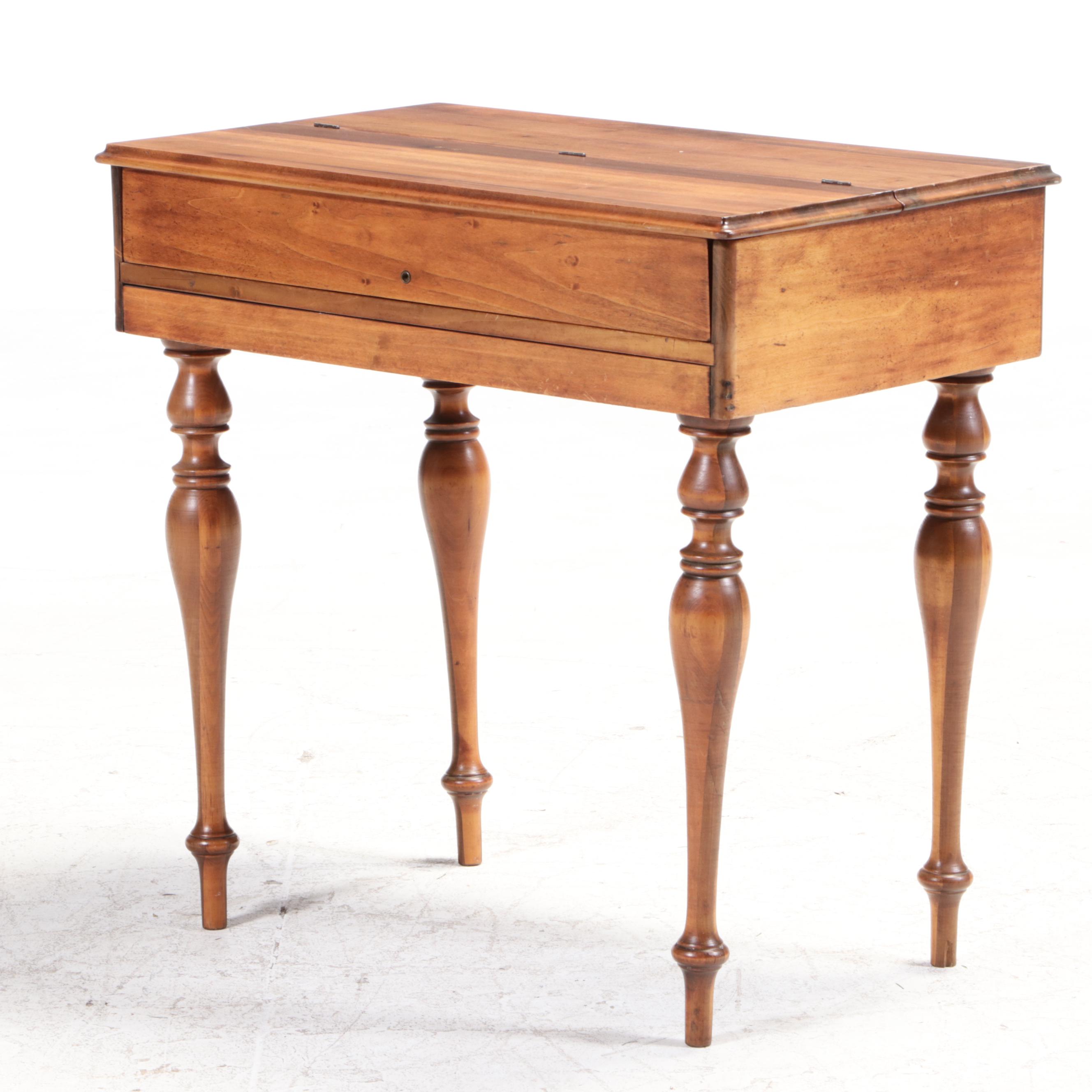 Wooden Spinet Desk with Late Victorian Side Chair
