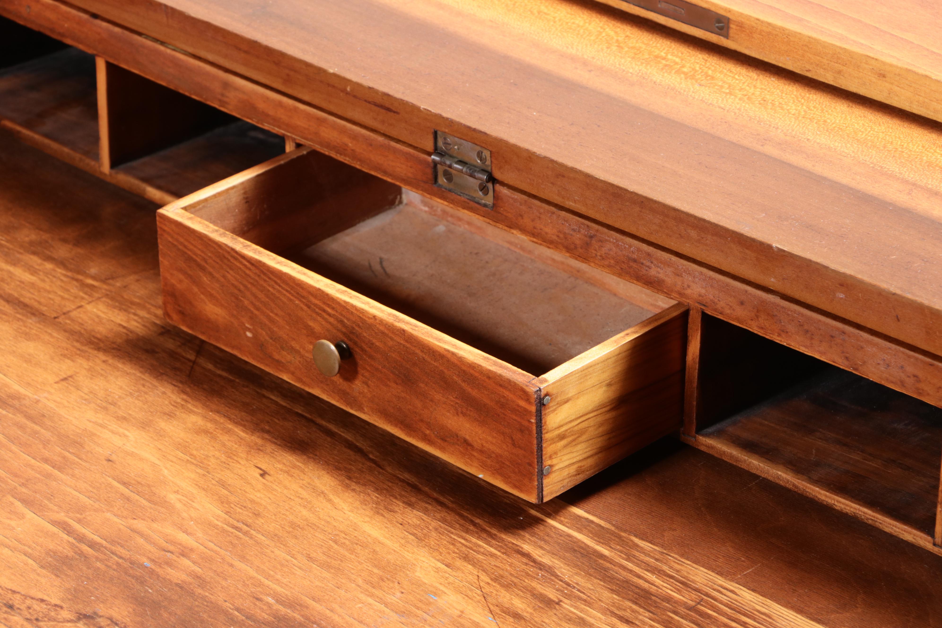 Wooden Spinet Desk with Late Victorian Side Chair