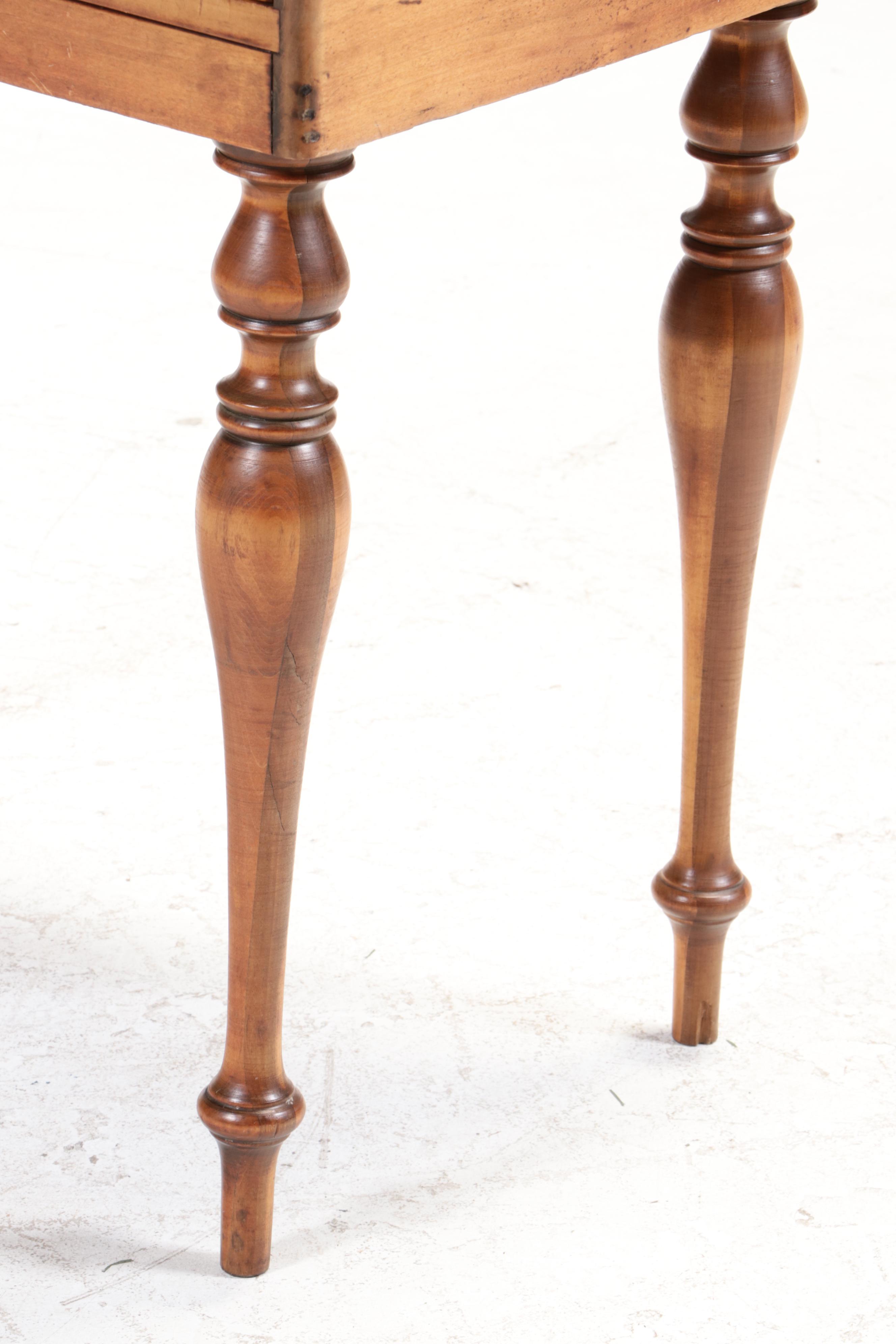Wooden Spinet Desk with Late Victorian Side Chair