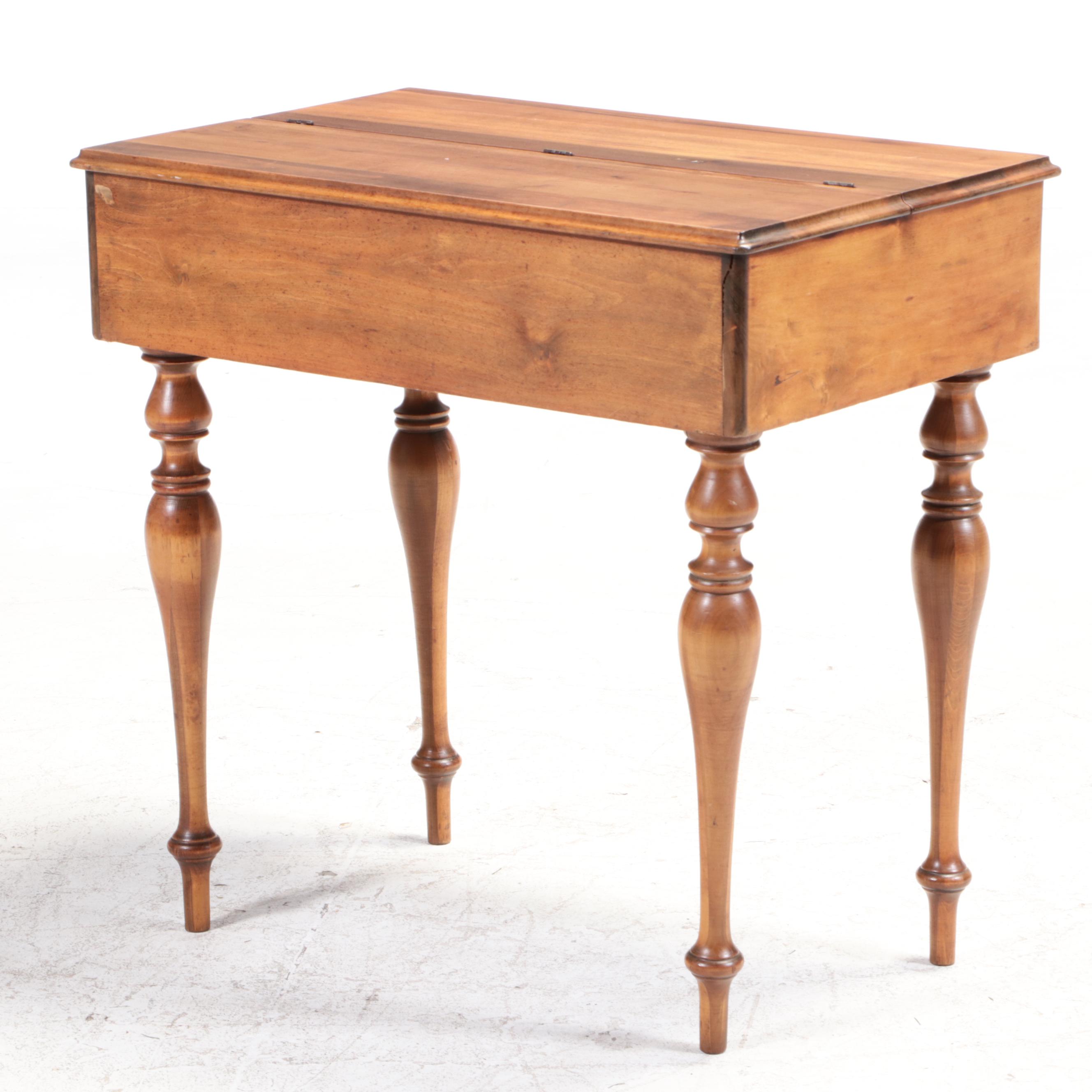 Wooden Spinet Desk with Late Victorian Side Chair