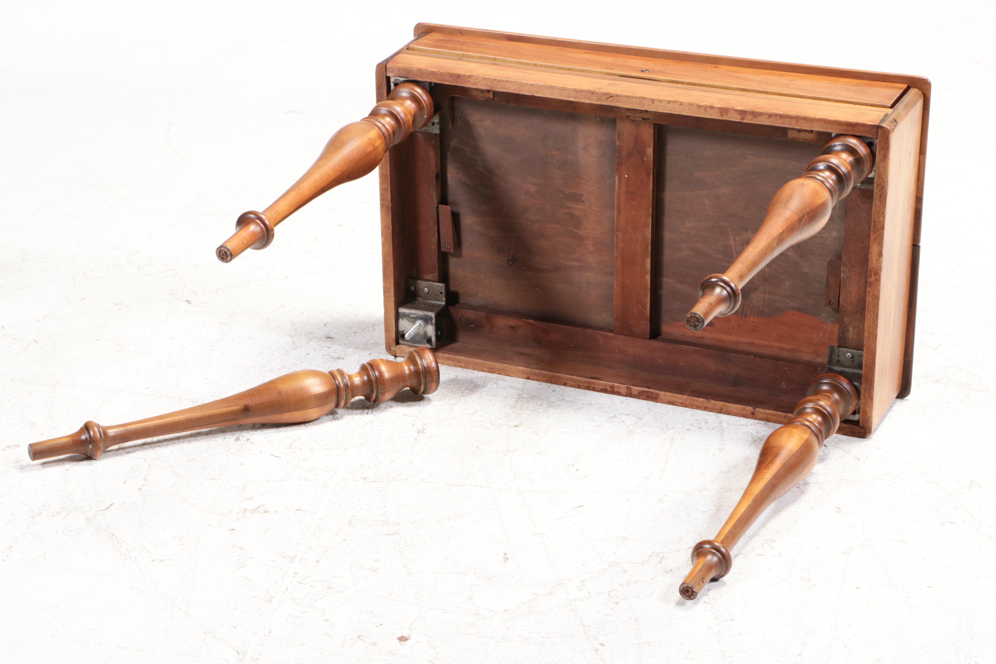 Wooden Spinet Desk with Late Victorian Side Chair