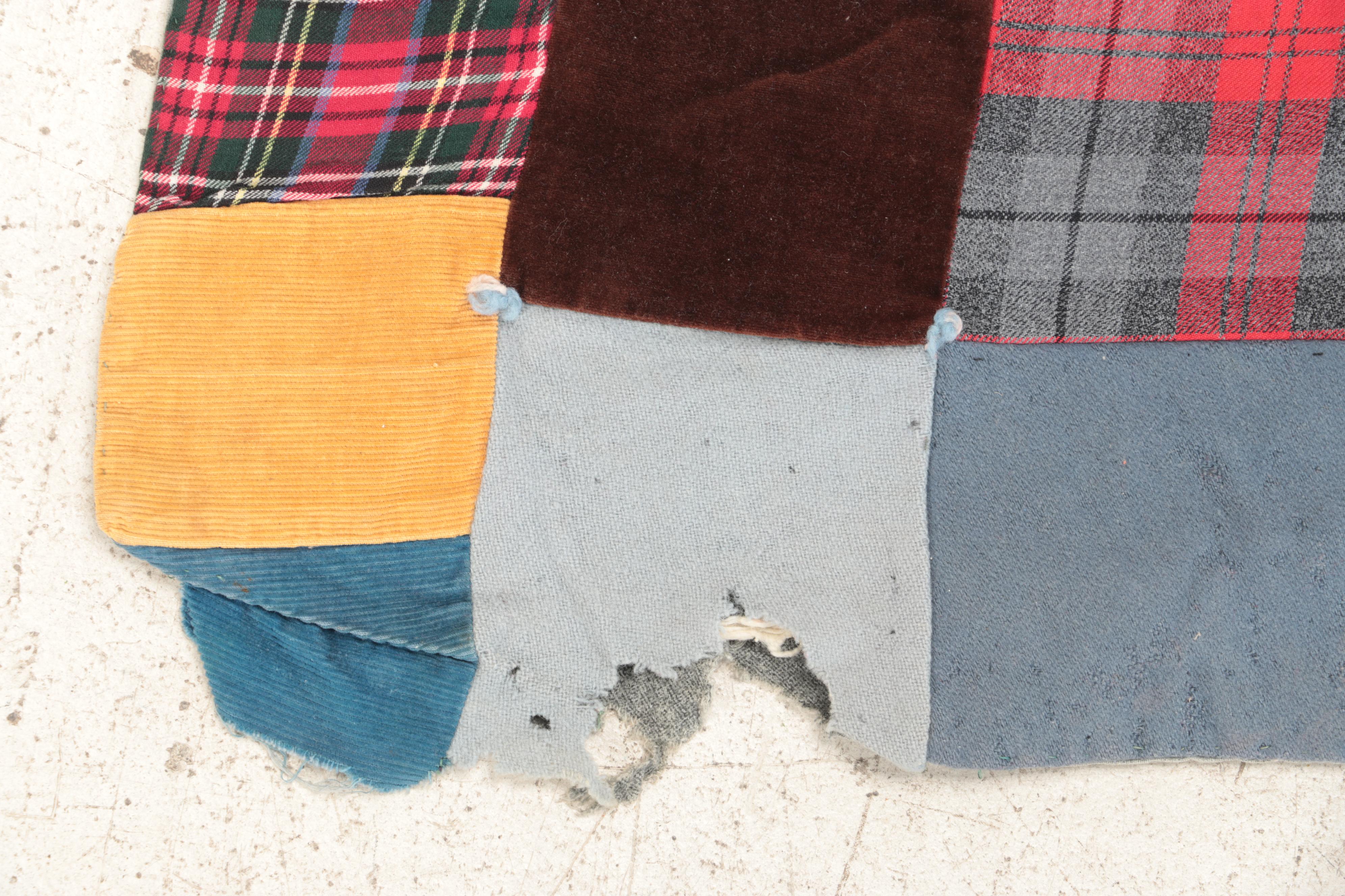 Handmade "Jacob's Ladder" Pieced Quilt with Square Patch Tied Quilt