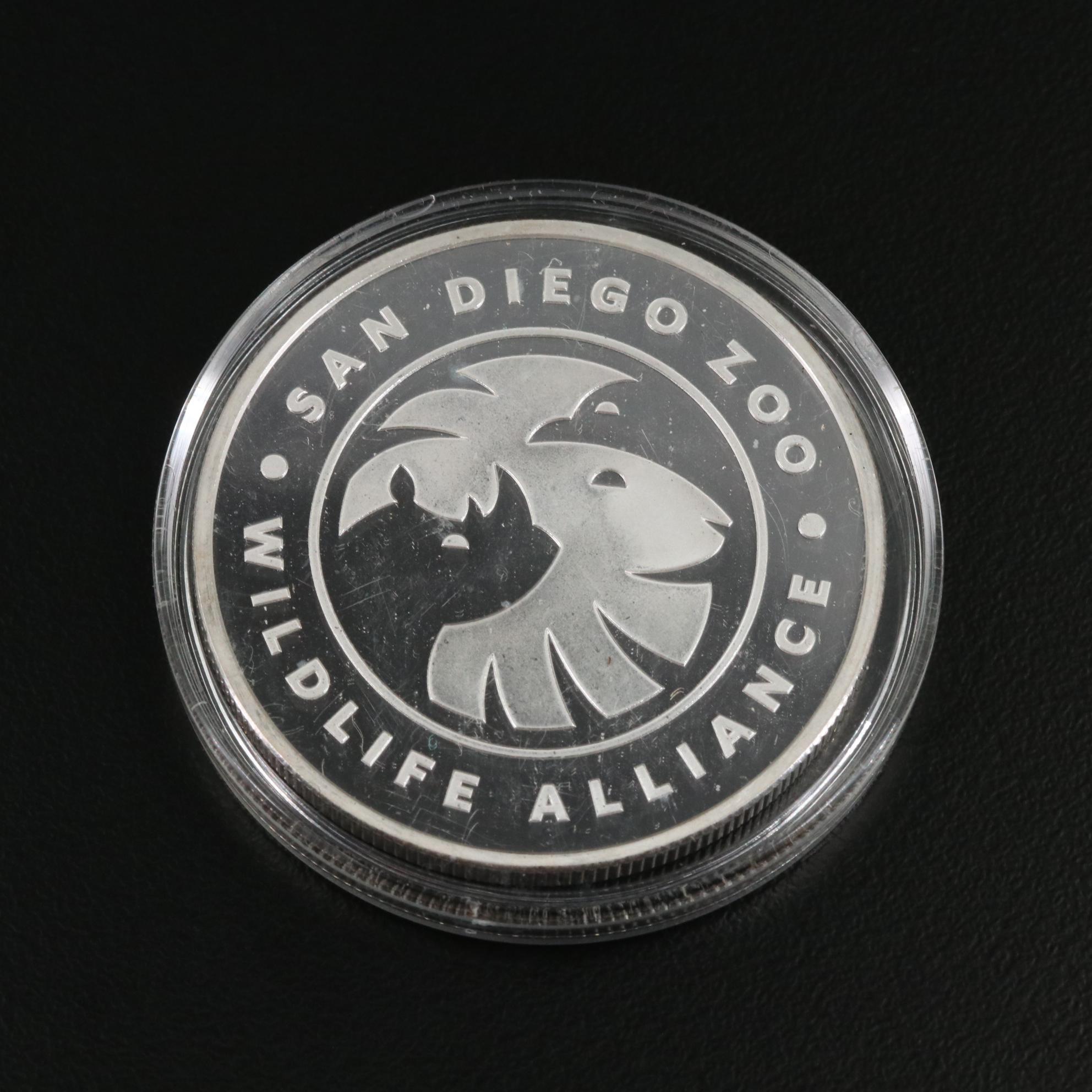 San Diego Zoo Rhinoceros 1-Oz. Fine Silver Round