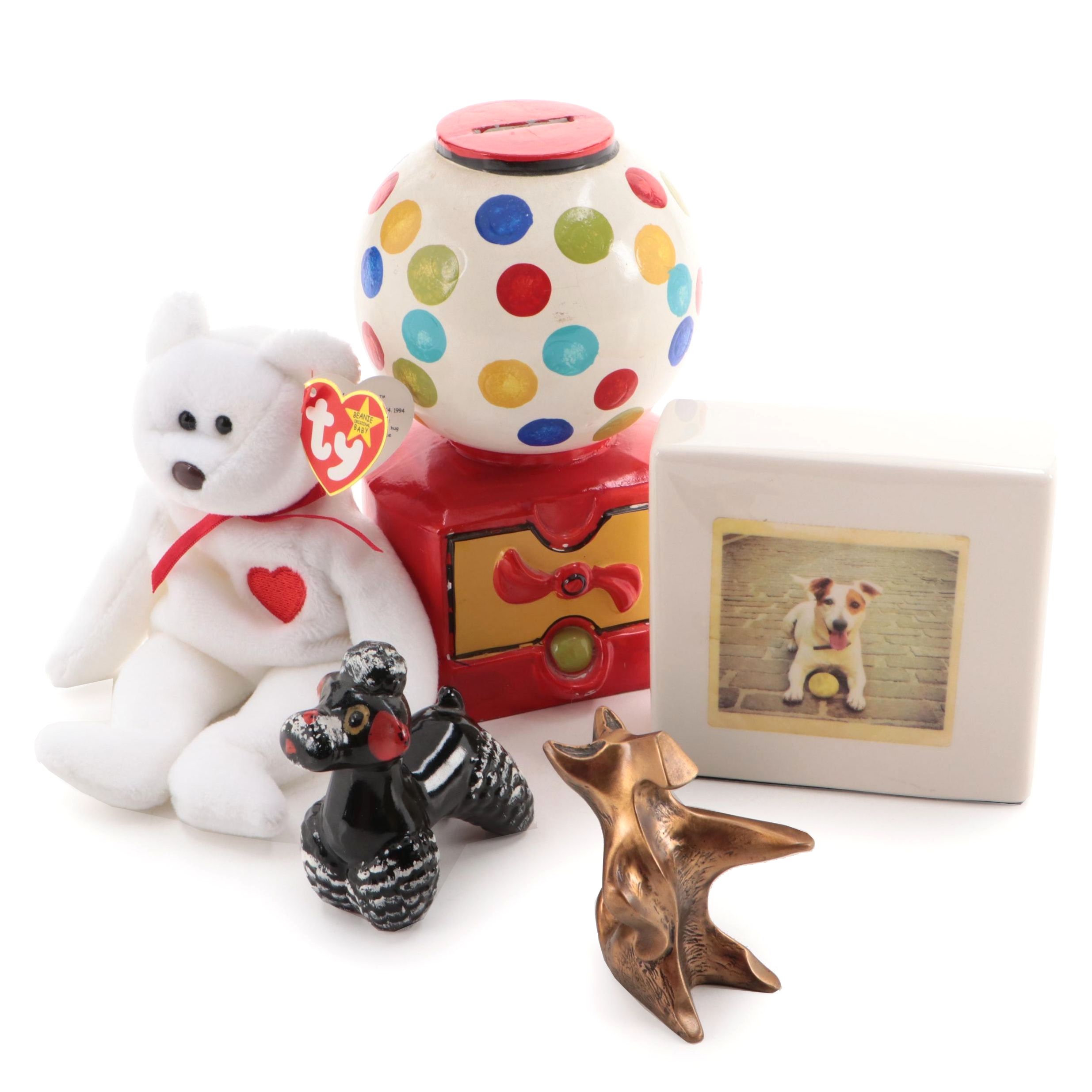 Laurel Peters "Kiss the Paw" Bronze Terrier With Bank and Animal Décor