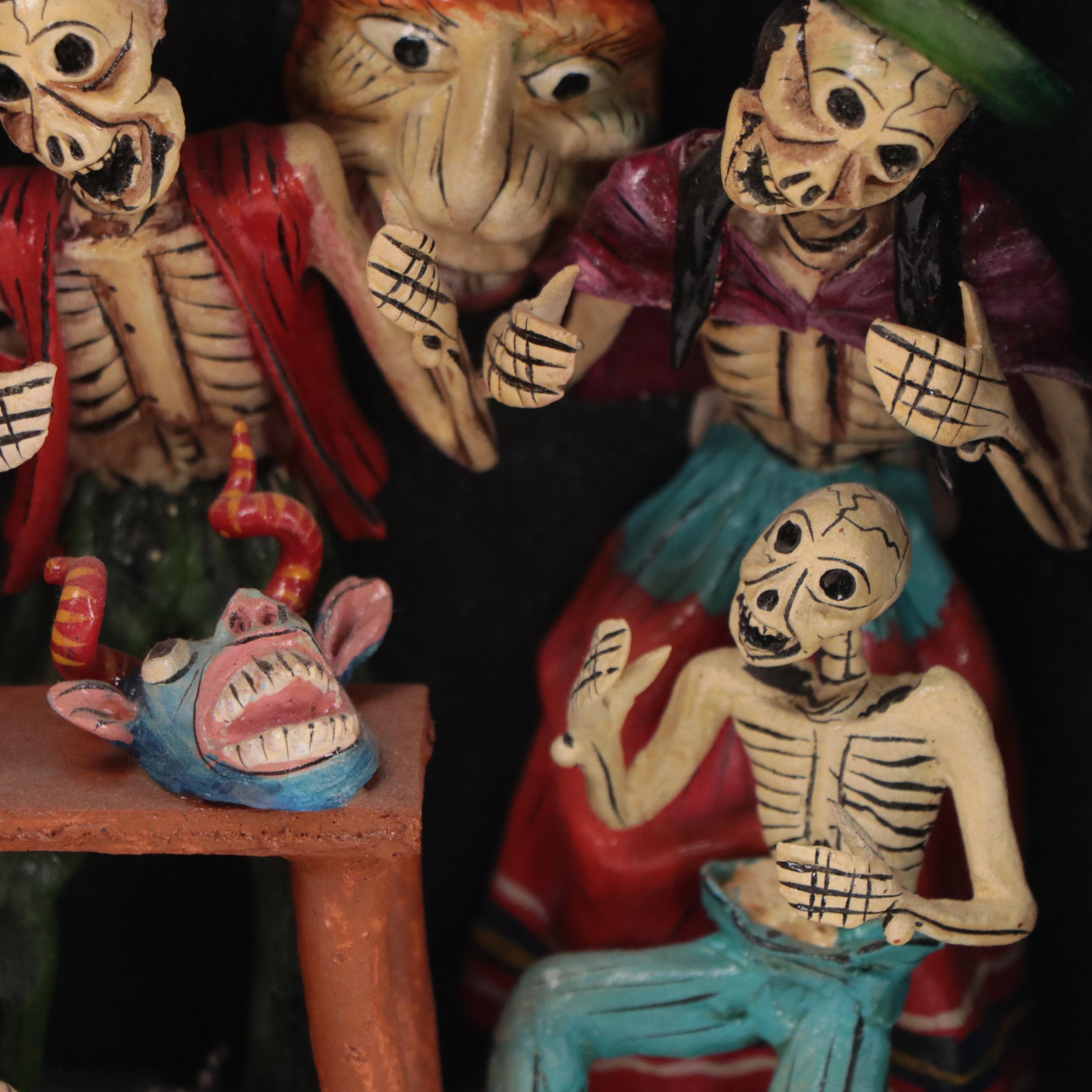 Luis y Julia Folk Art Peruvian Hand-Painted Wood Retablo