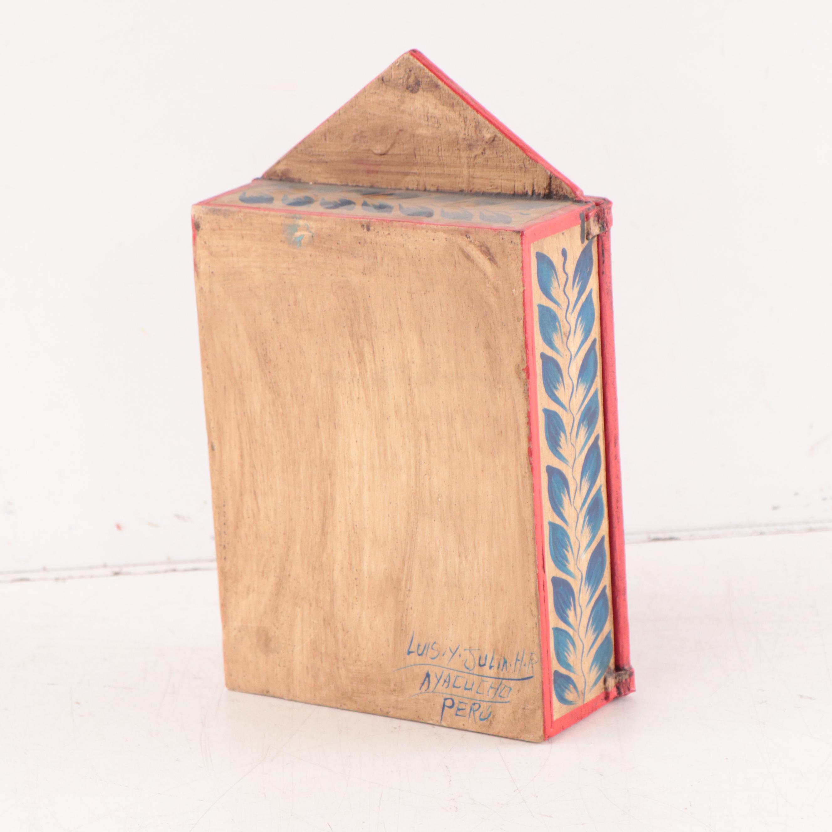 Luis y Julia Folk Art Peruvian Hand-Painted Wood Retablo
