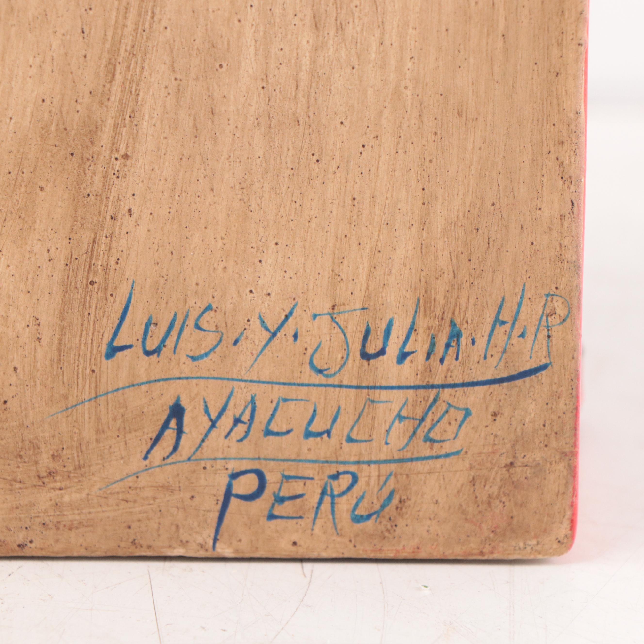 Luis y Julia Folk Art Peruvian Hand-Painted Wood Retablo