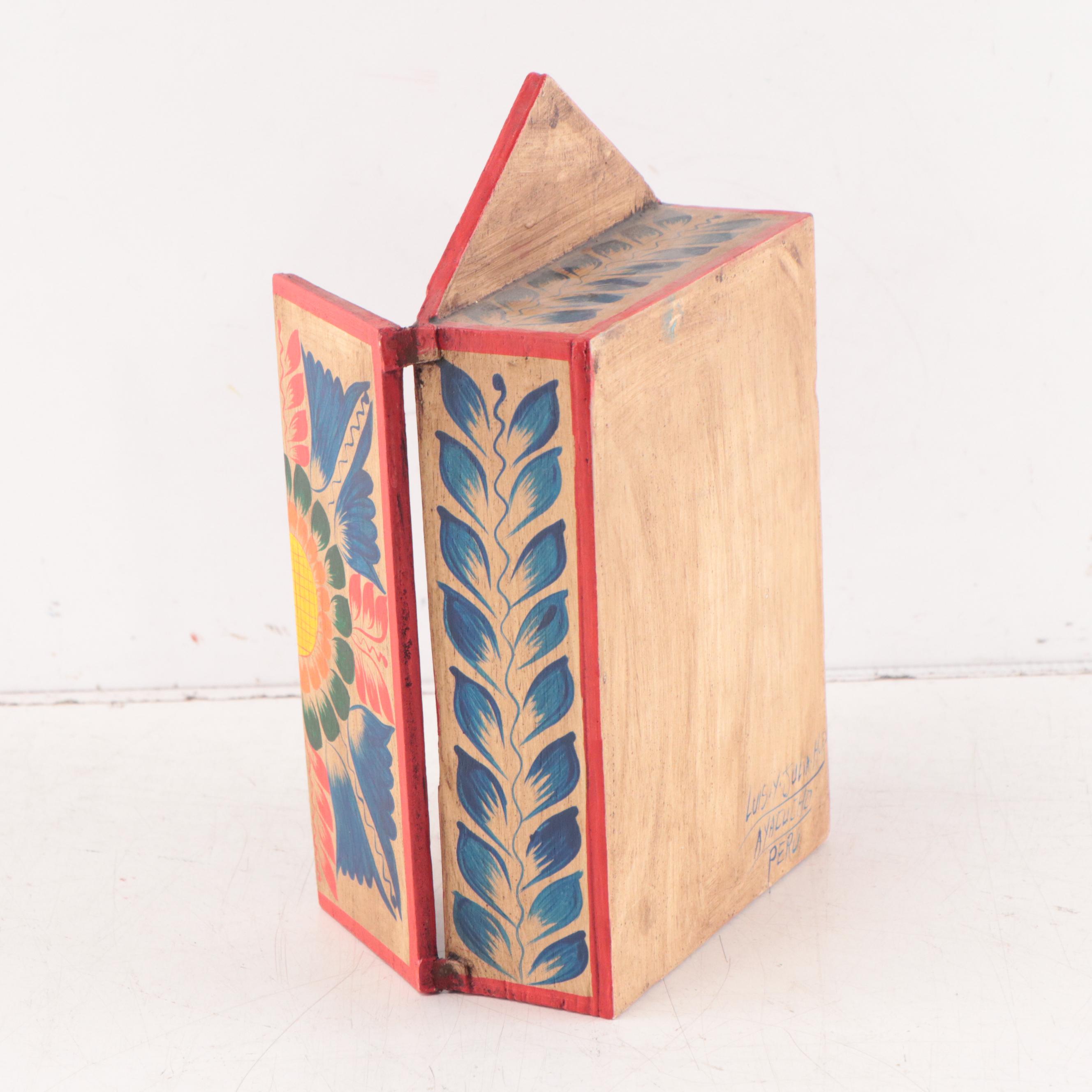 Luis y Julia Folk Art Peruvian Hand-Painted Wood Retablo