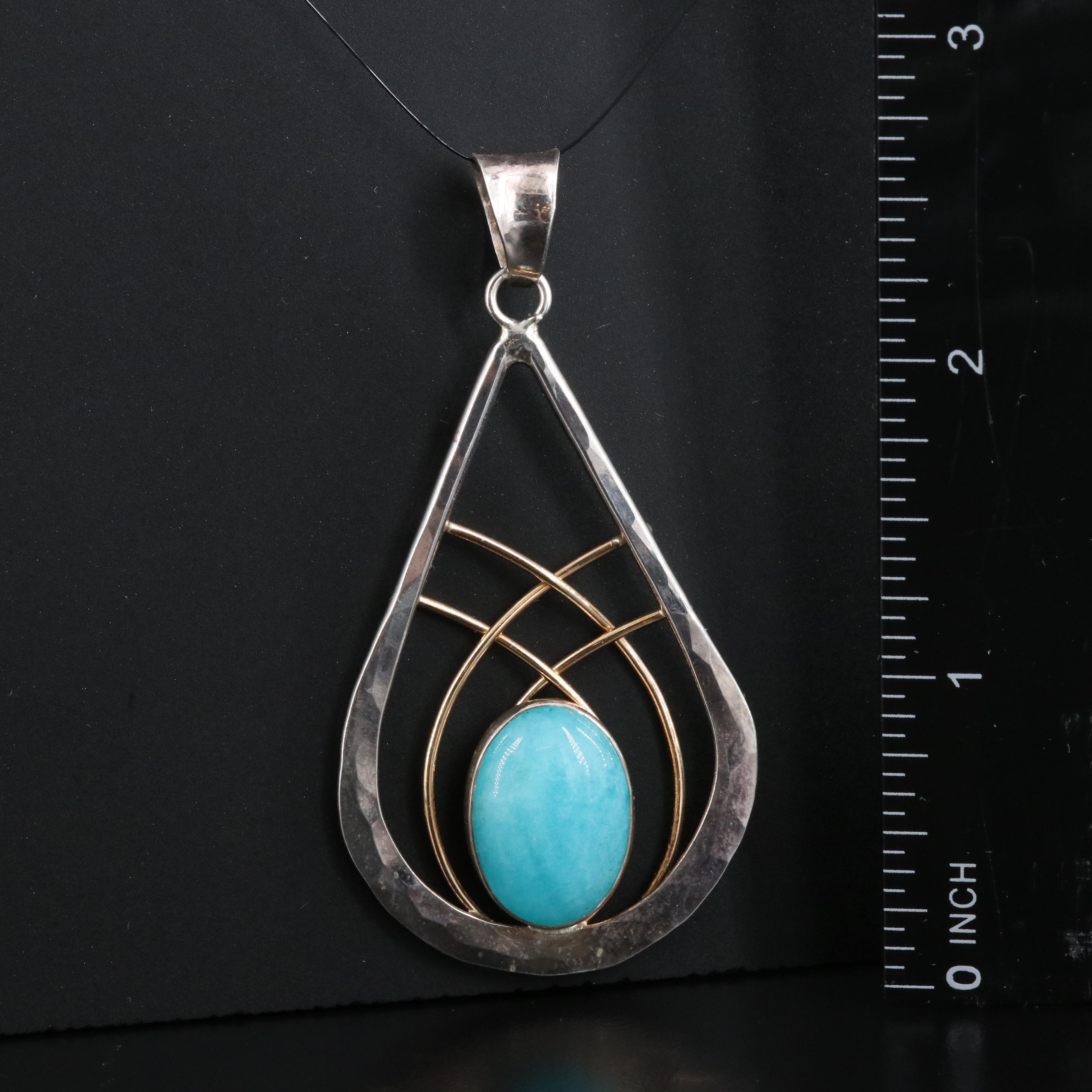 Sterling Turquoise Pendant with 14K Accents
