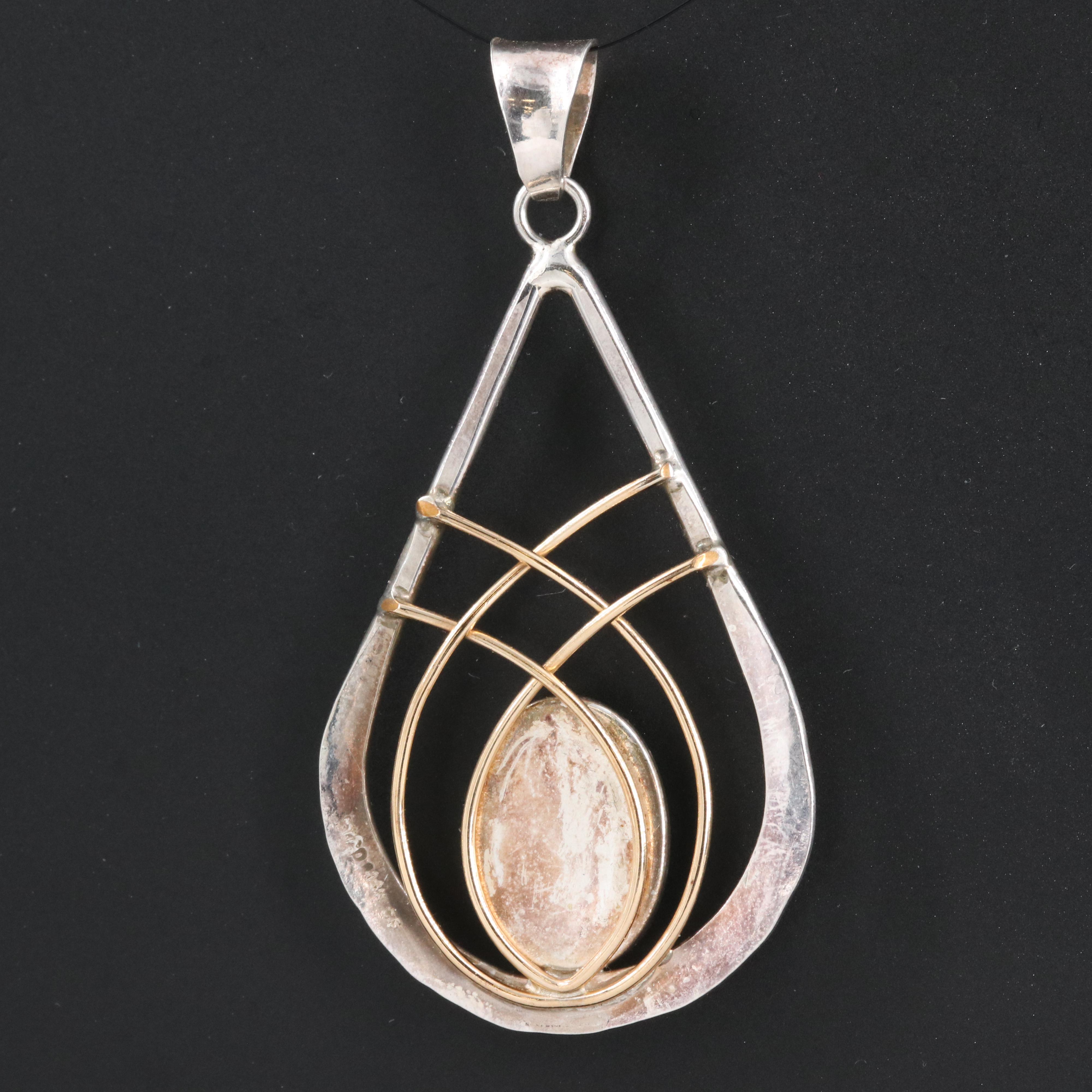 Sterling Turquoise Pendant with 14K Accents