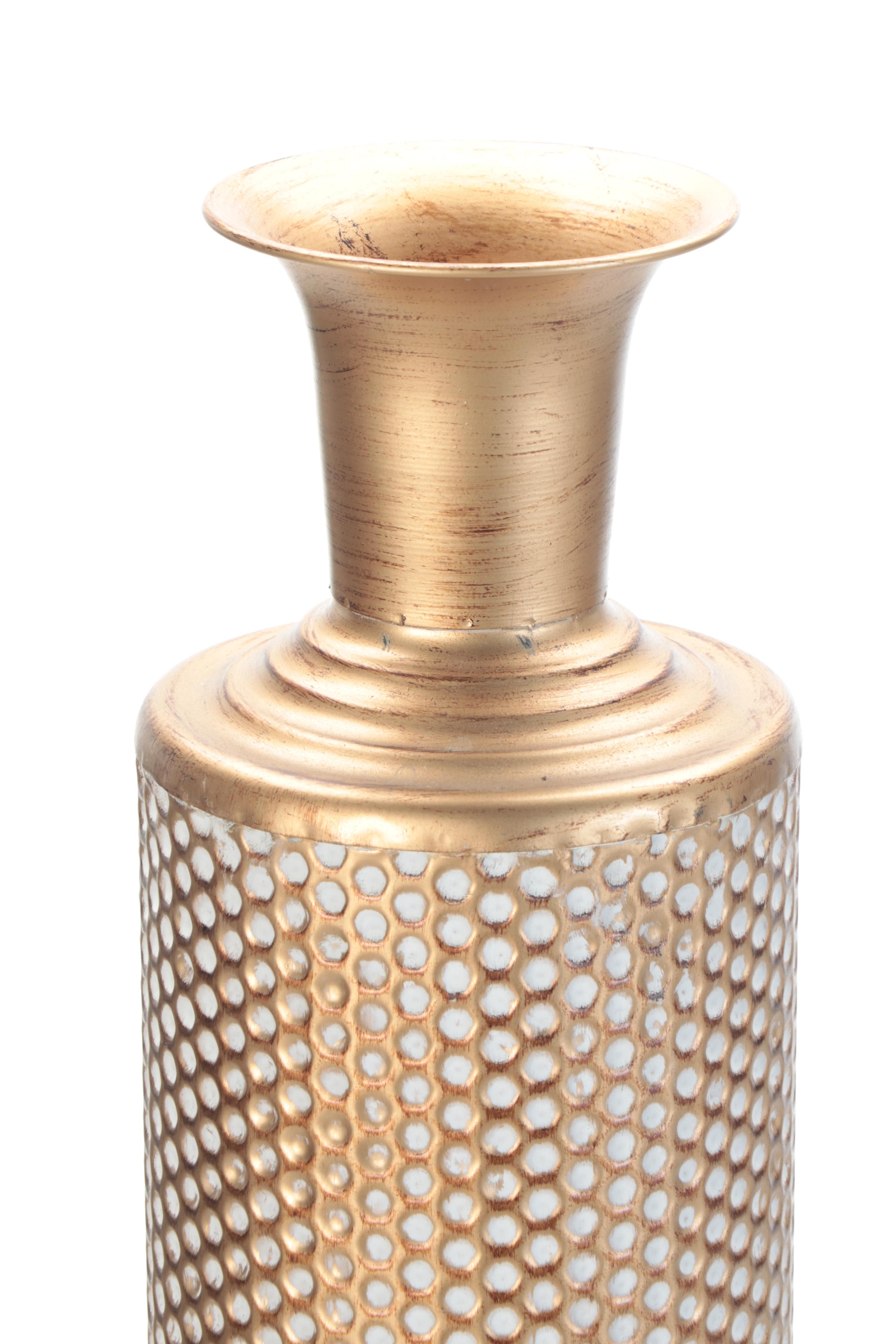 At Home Gilt Finished Embossed Metal Floor Vases