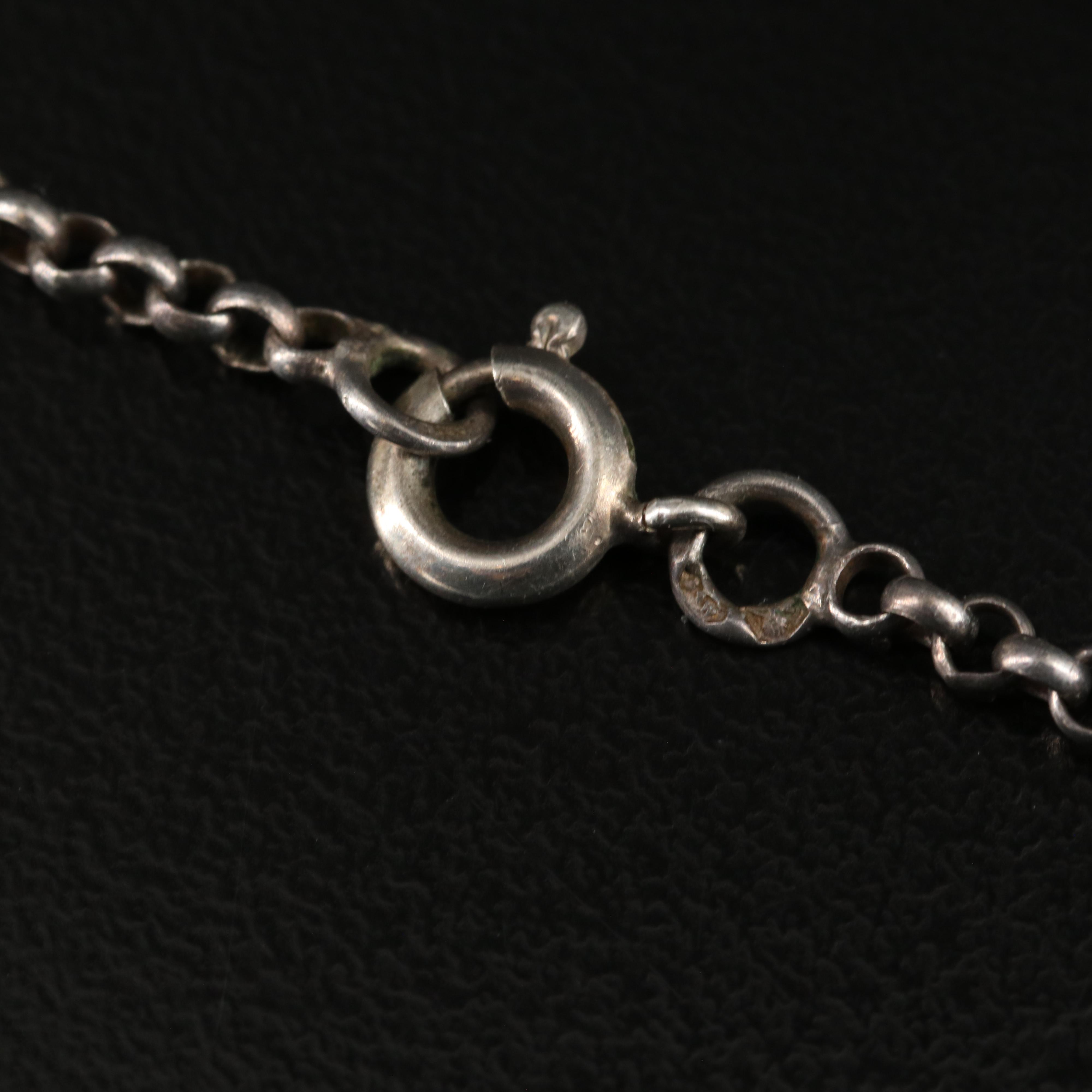 1900 Austrian Five Corona Silver Coin Pendant with Sterling Rolo Necklace