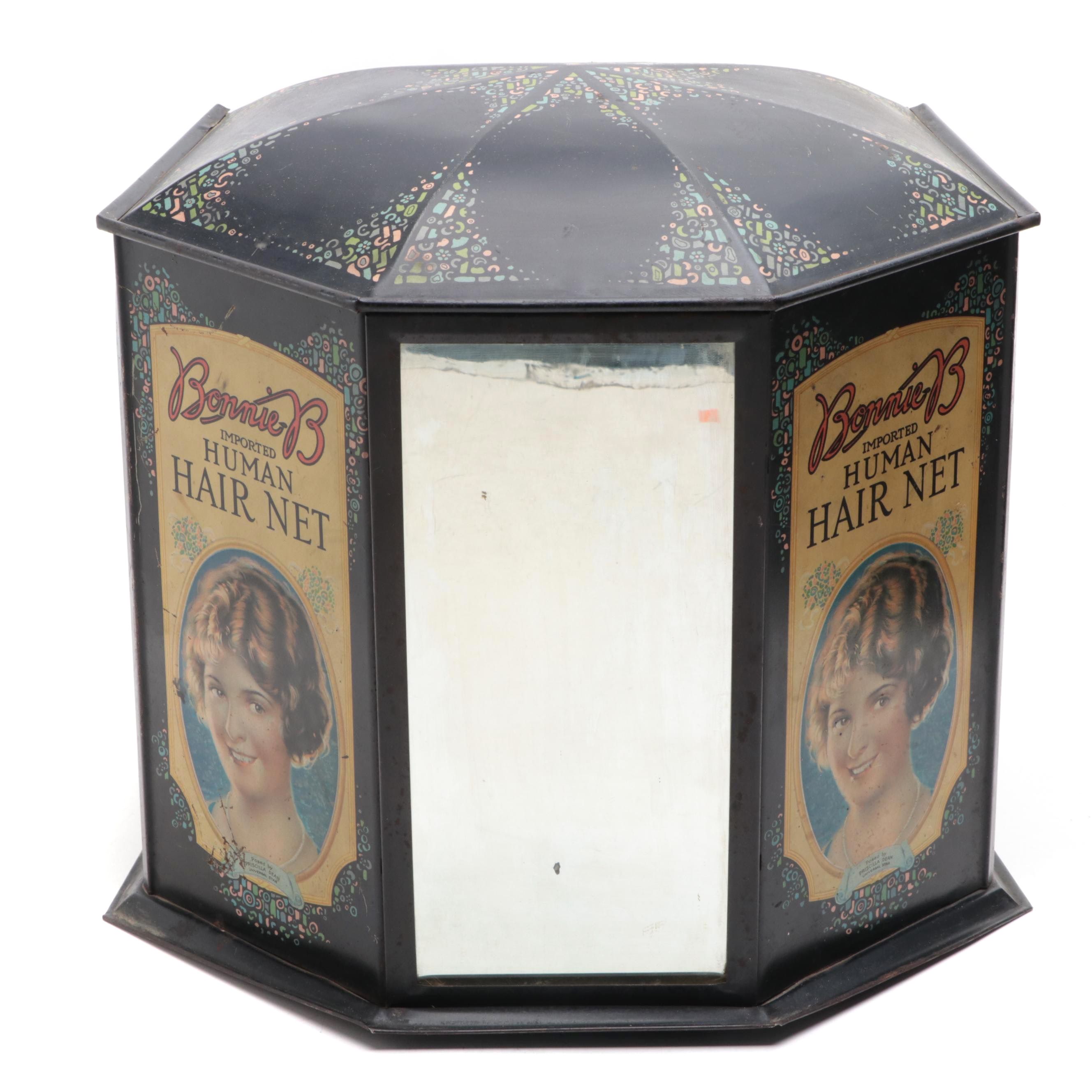 Bonnie-B Hair Net Store Display Advertising Cabinet, Early 20th Century