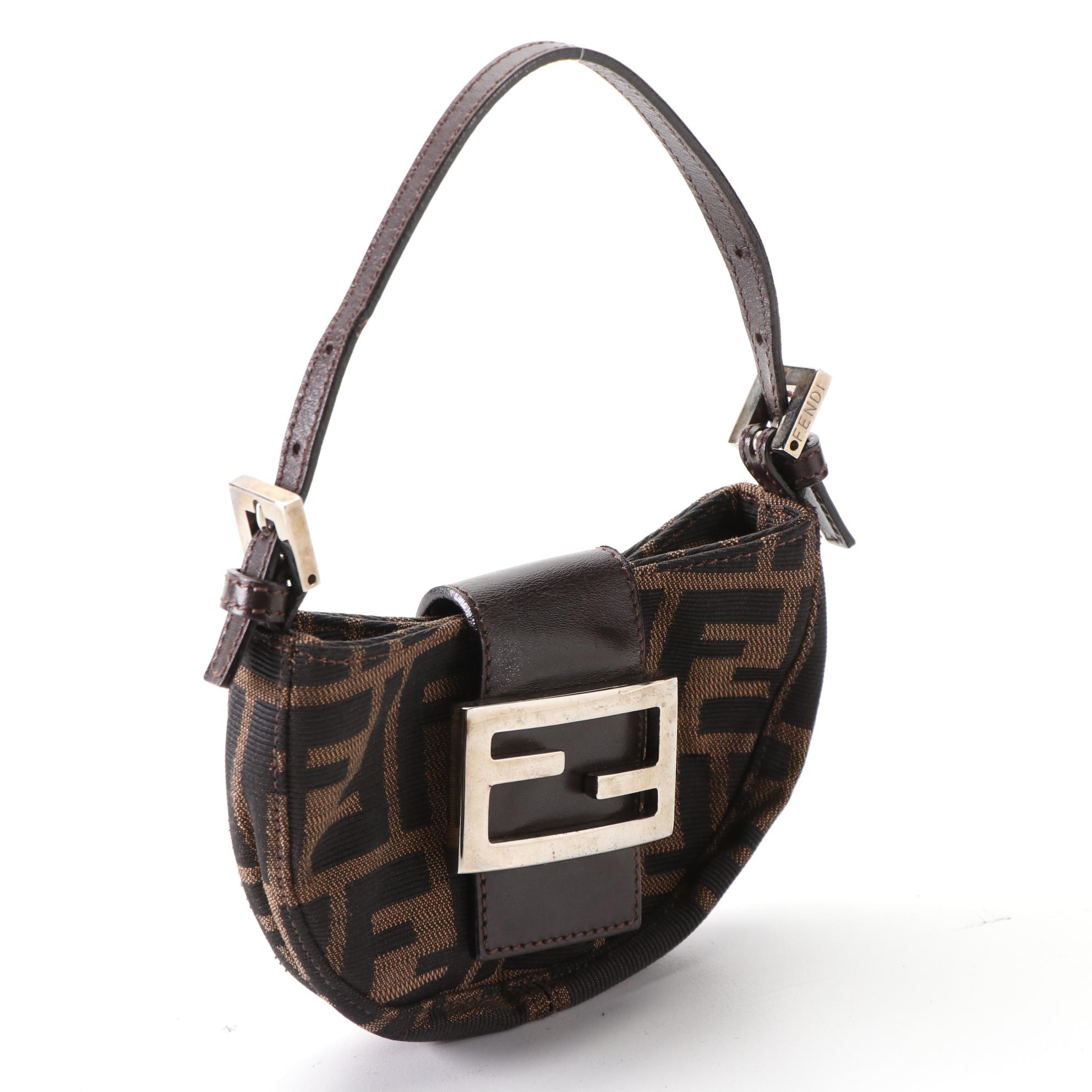 Fendi Mini Croissant Bag in Zucca Canvas and Leather