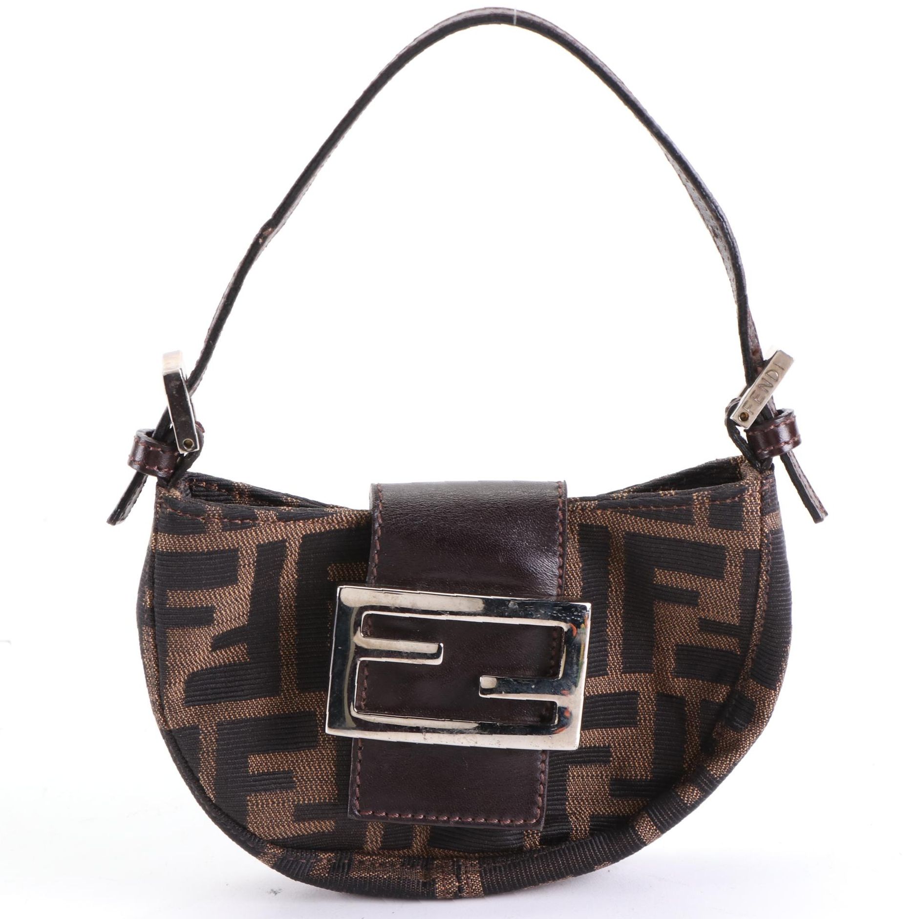 Fendi Mini Croissant Bag in Zucca Canvas and Leather