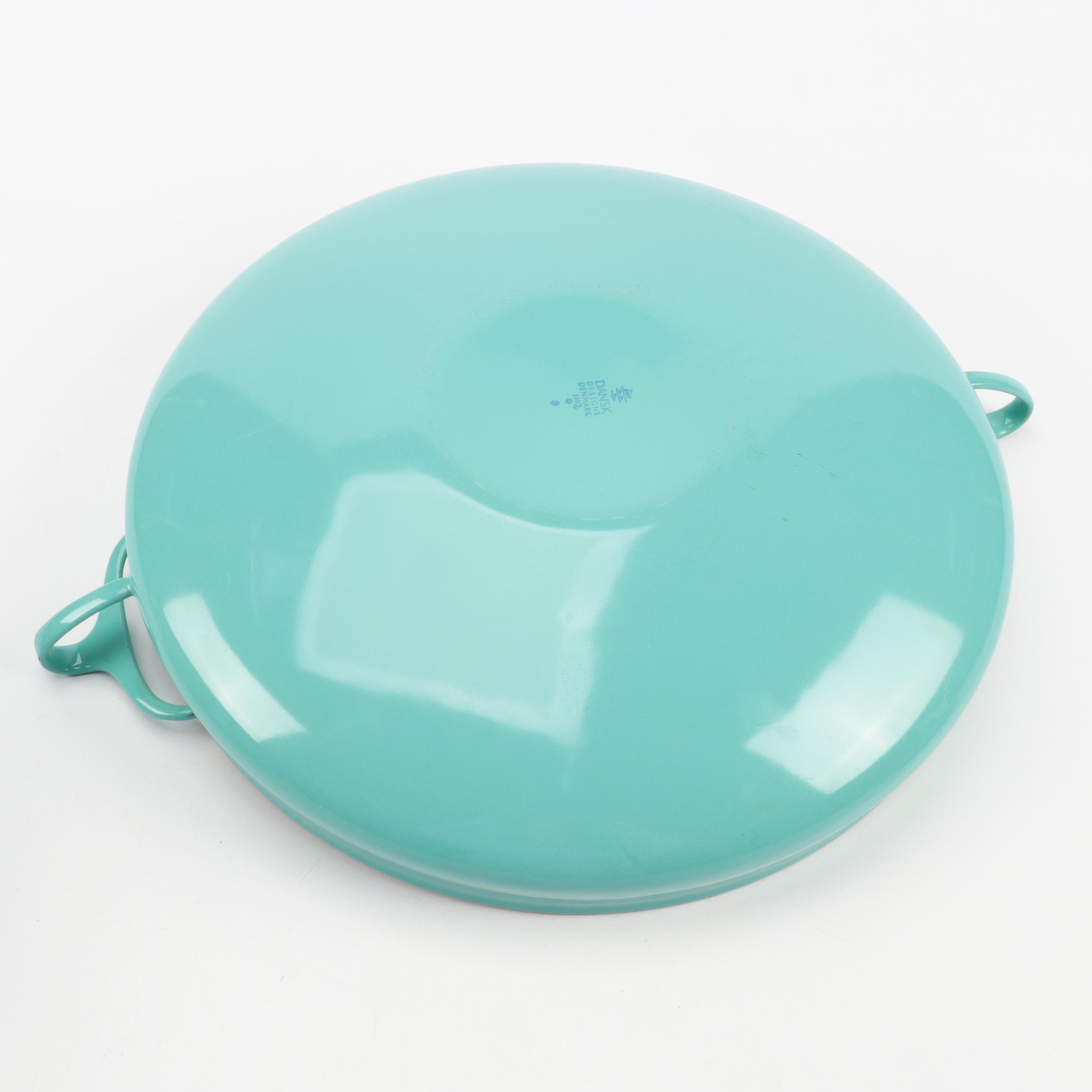 Danish Modern Dansk "Kobenstyle" Teal Enameled Pots and Pans