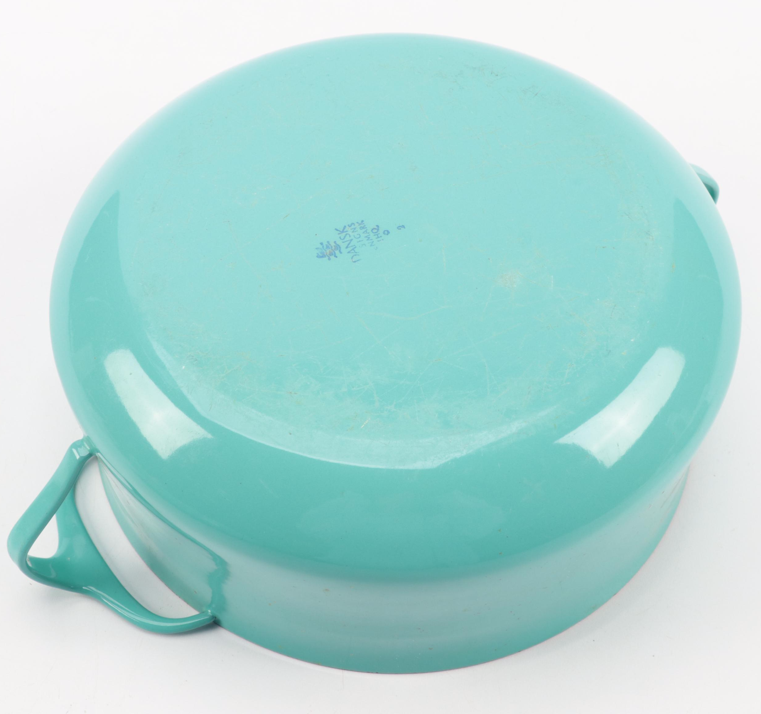 Danish Modern Dansk "Kobenstyle" Teal Enameled Pots and Pans