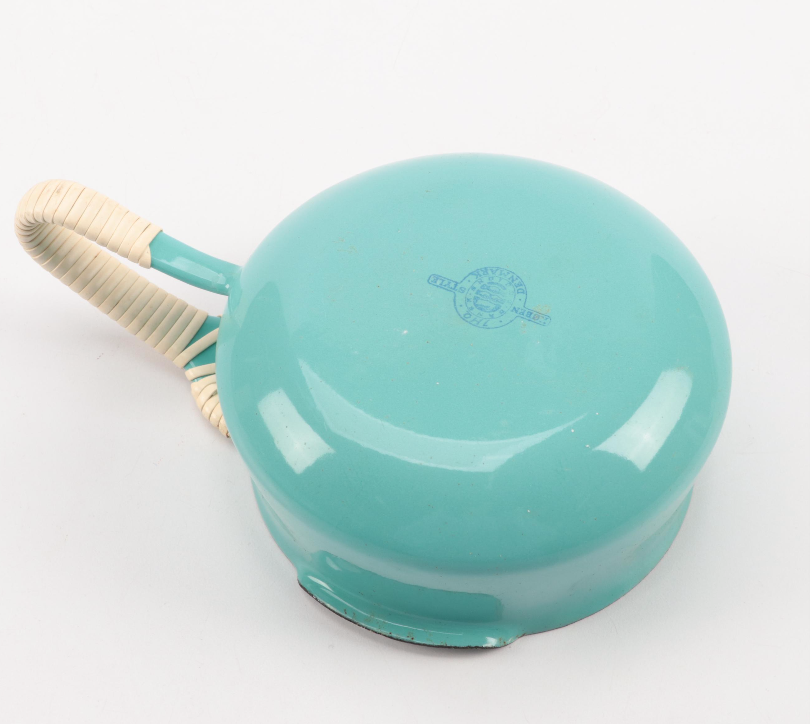 Danish Modern Dansk "Kobenstyle" Teal Enameled Pots and Pans