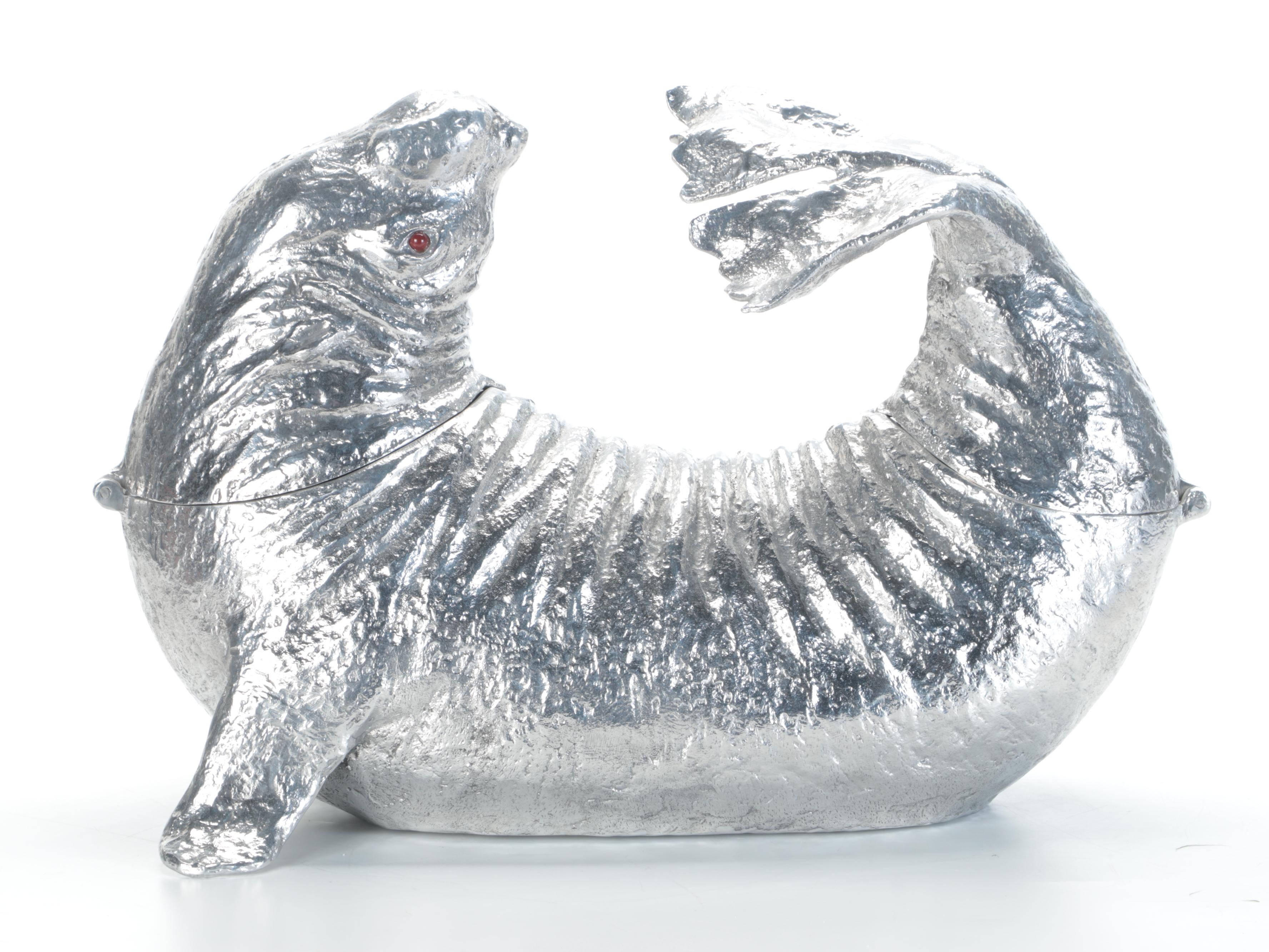 Arthur Court Cast Aluminum Sea Lion Ice Bucket, 2001