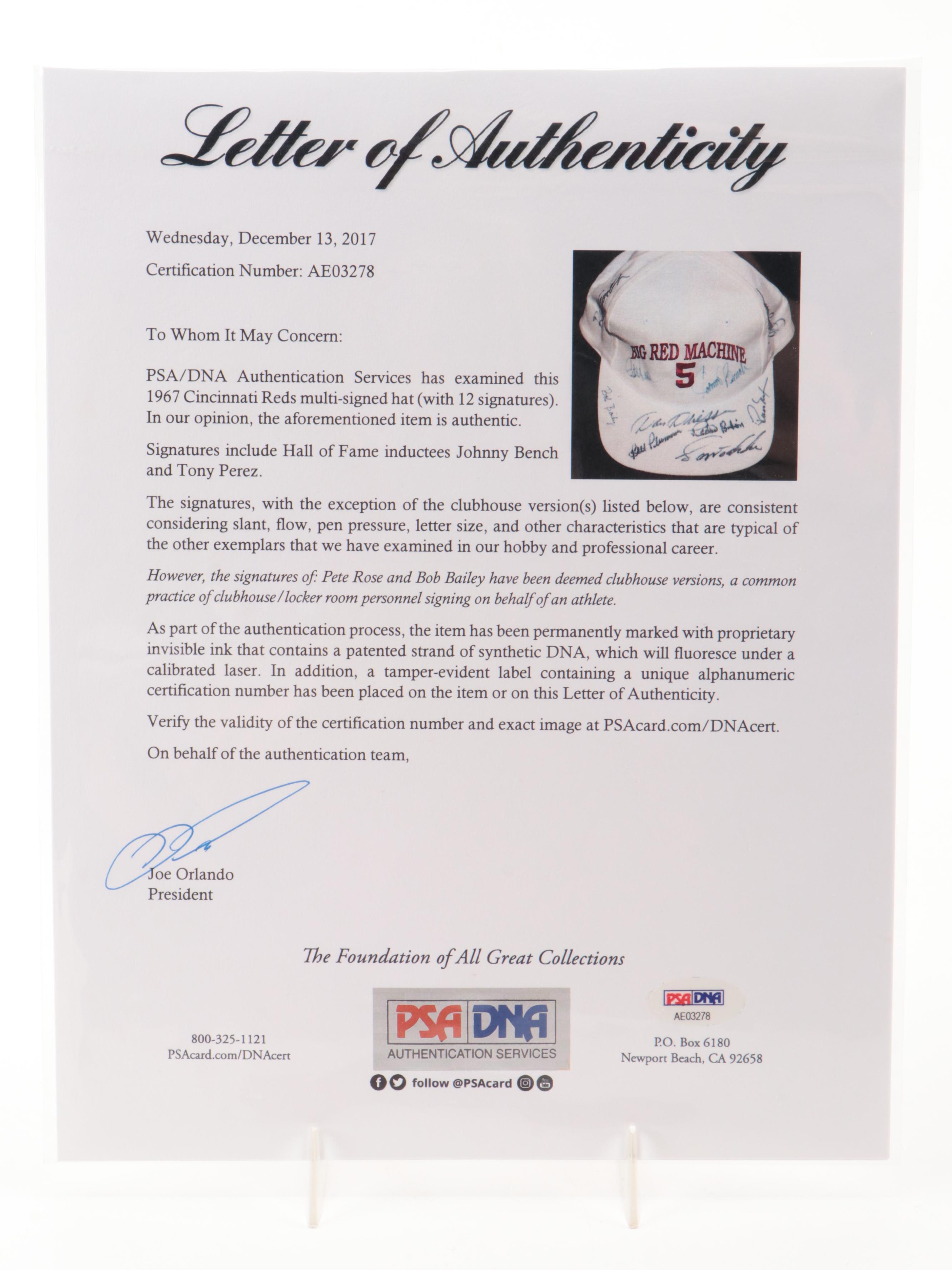 Johnny Bench, Tony Perez, and More Signed Big Red Machine Cincinnati Reds Hat