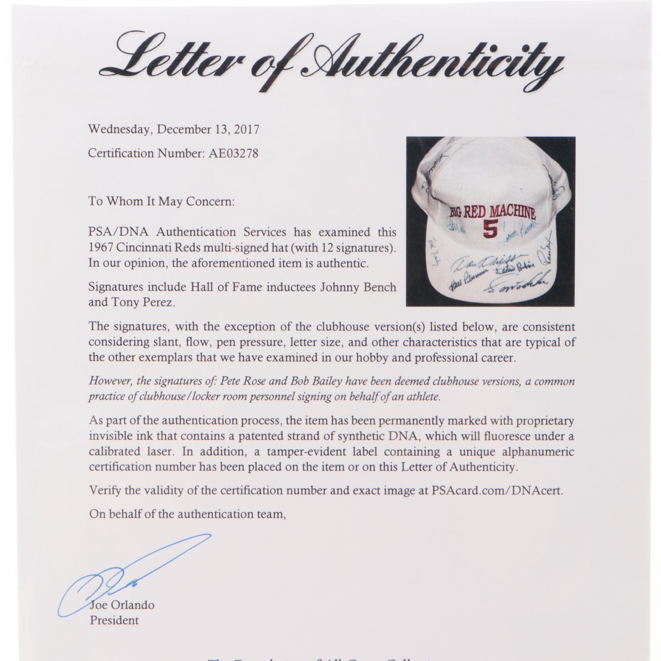 Johnny Bench, Tony Perez, and More Signed Big Red Machine Cincinnati Reds Hat