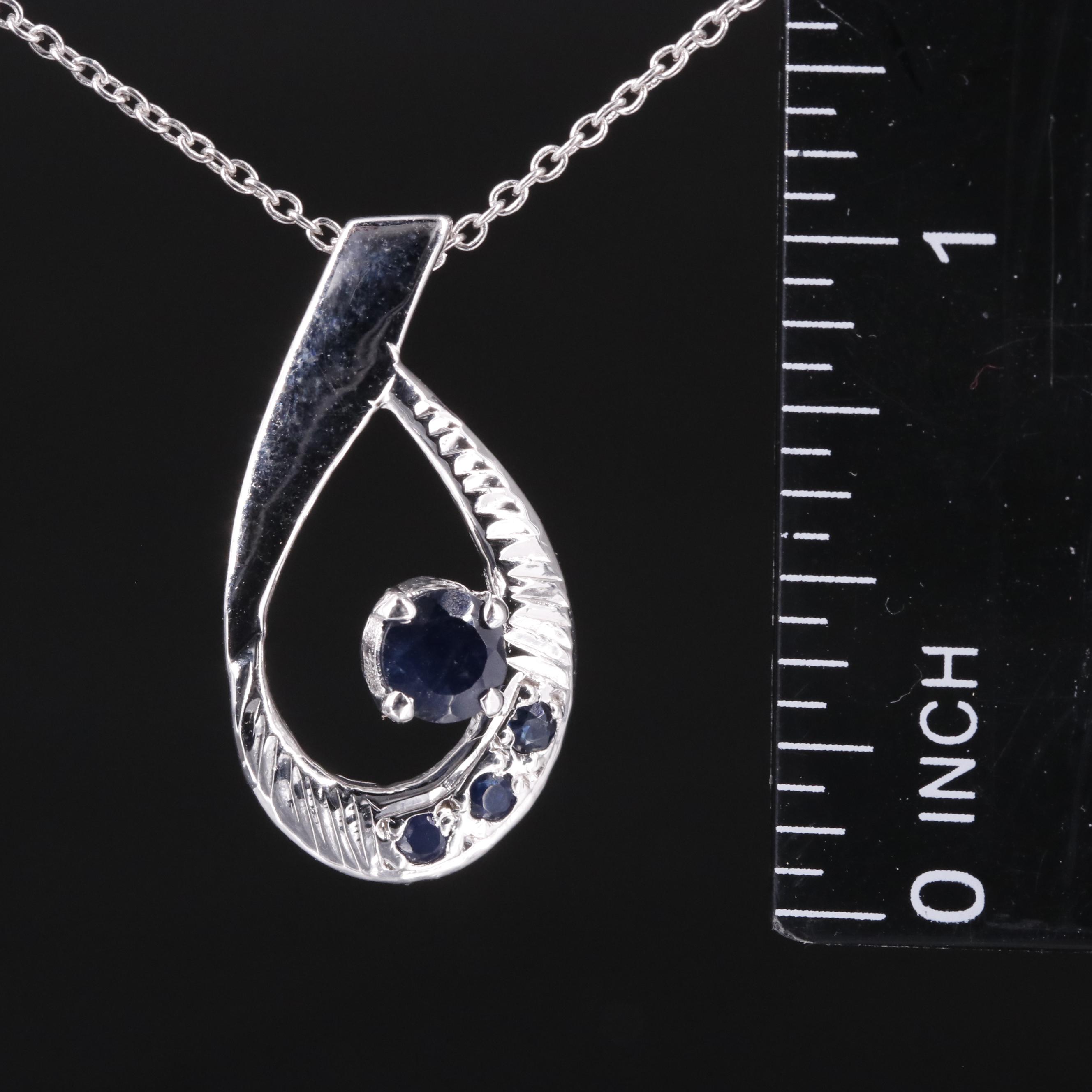 Sterling Sapphire Slide Pendant Necklace