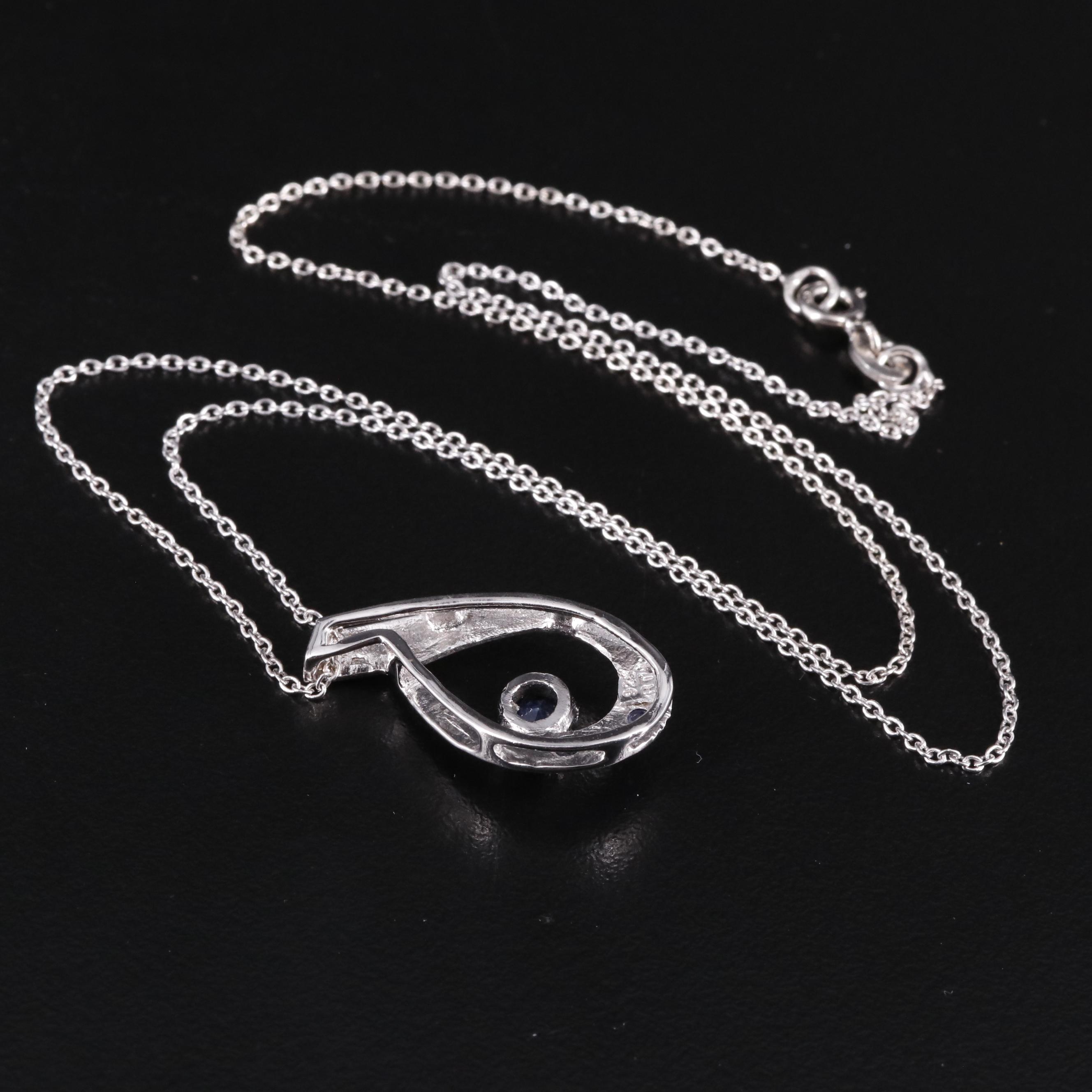 Sterling Sapphire Slide Pendant Necklace