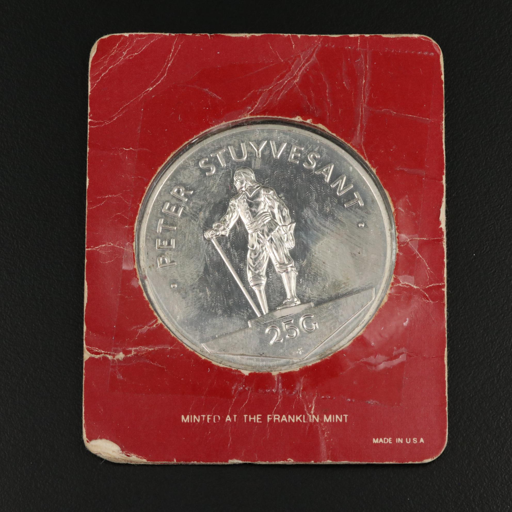 1977 Netherlands Antilles 25-Gulden Peter Stuyvesant Commemorative Silver Coin