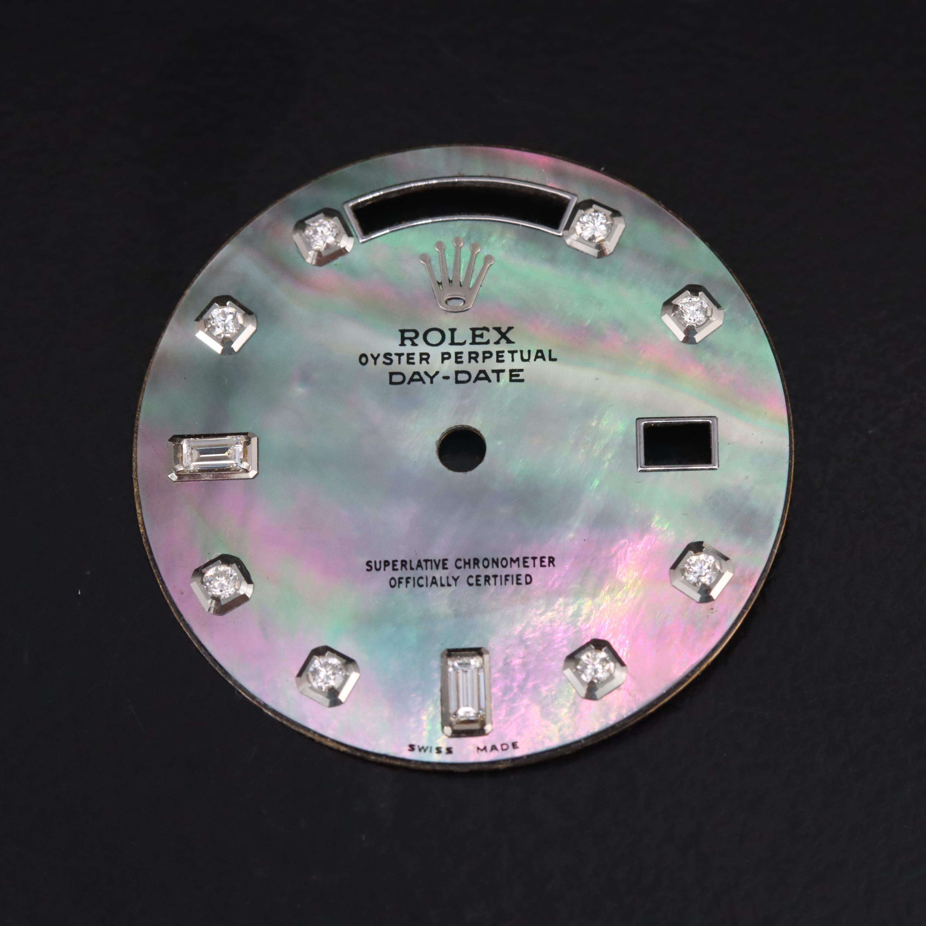 Black Mother-of-Pearl Aftermarket Rolex Diamond Dial