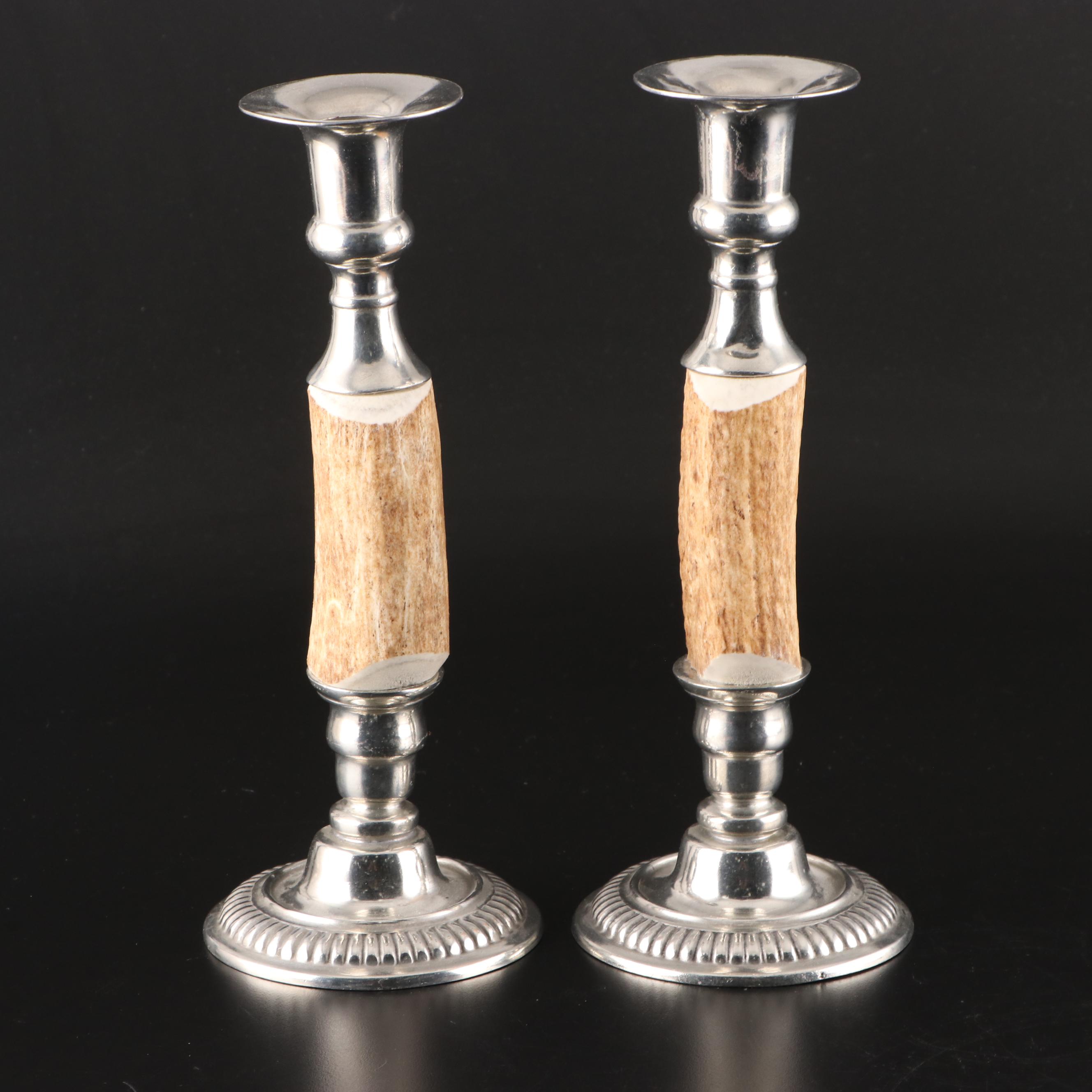 Pewter Goblets With Pewter and Vagabond House Antler Candlesticks