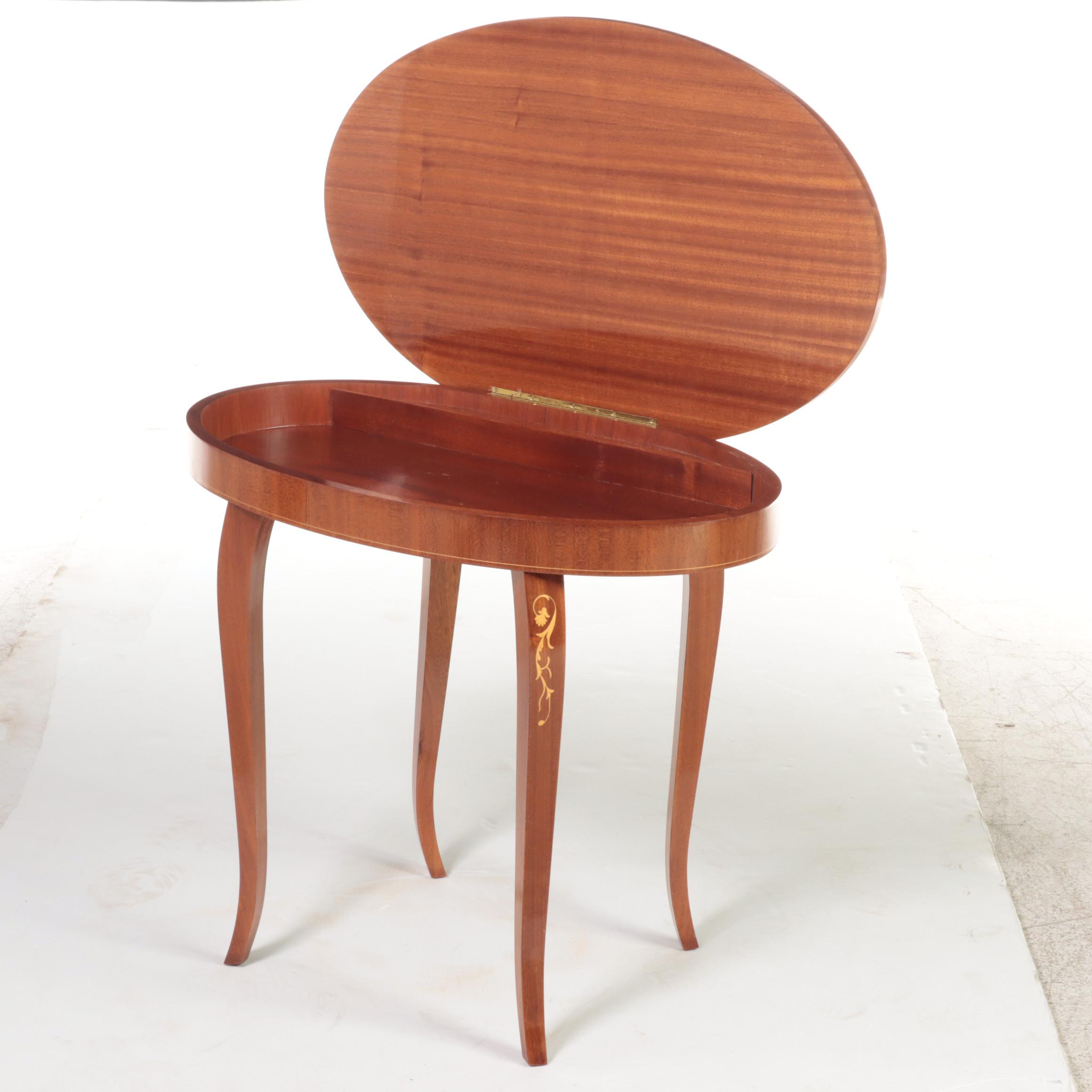 Italian Sorrento Marquetry Side Table with Musical Movement, Late 20th Century