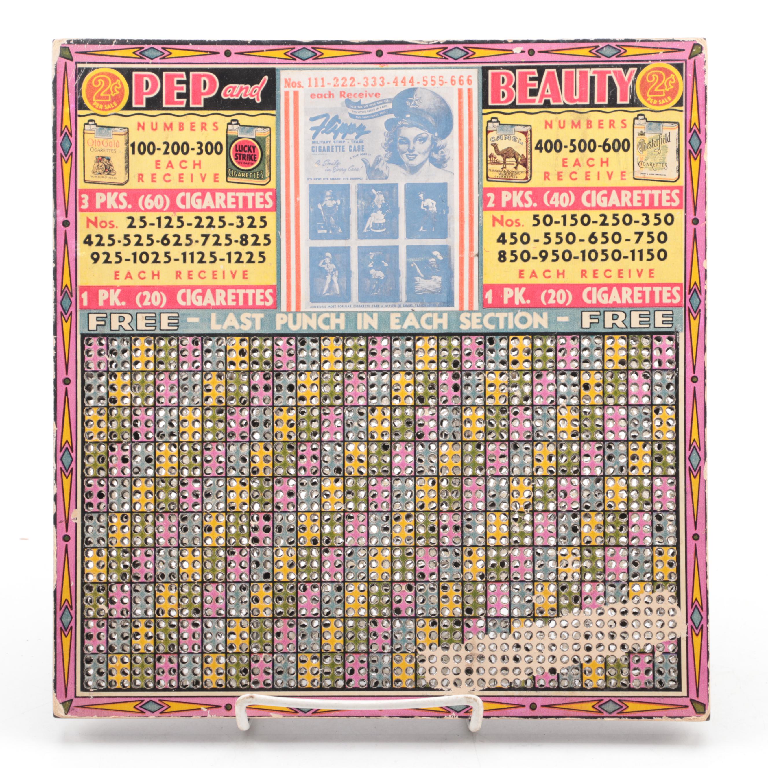 Bee Jay and Pep and Beauty Punch Boards, Mid-20th Century