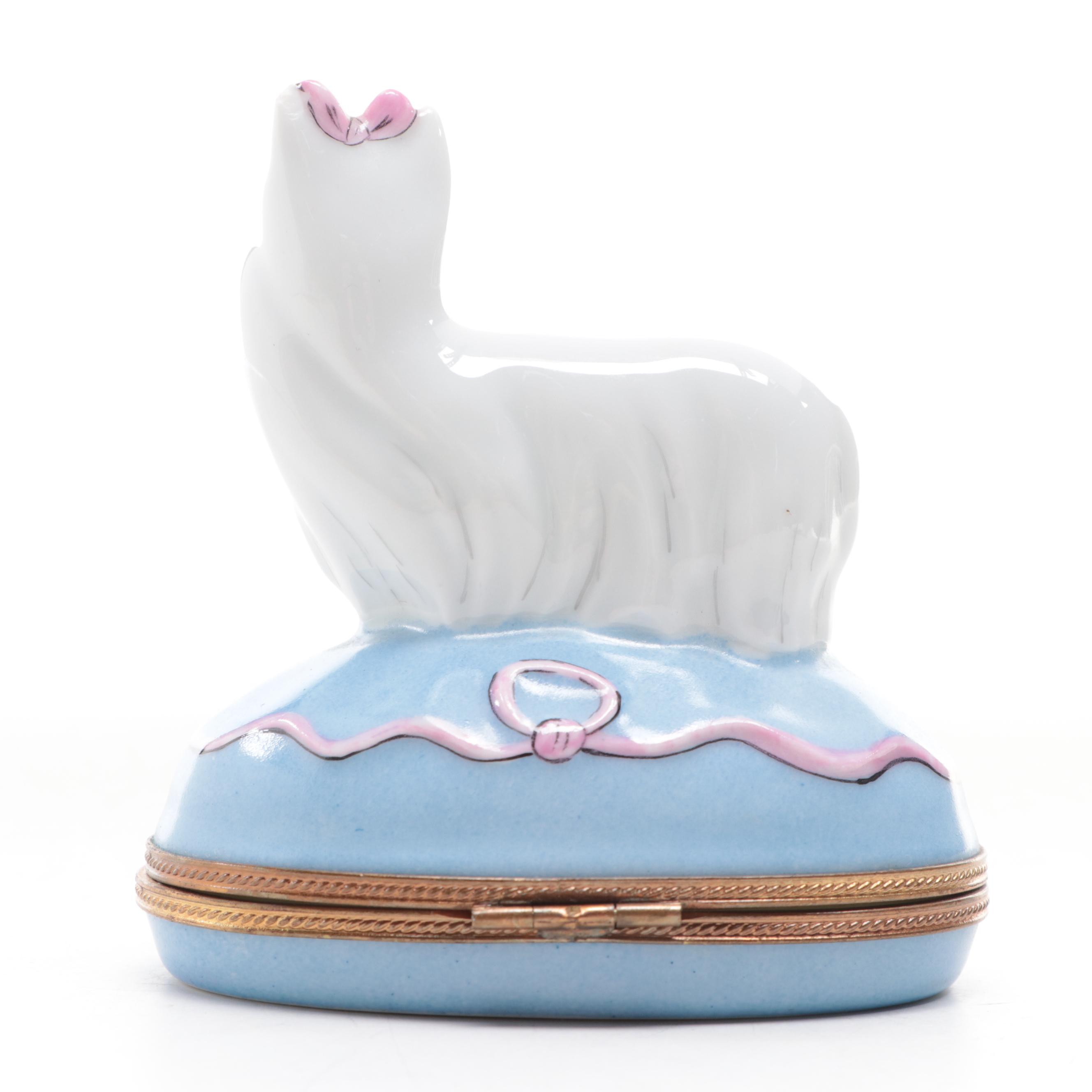 French Hand-Painted Porcelain Maltese Limoges Box