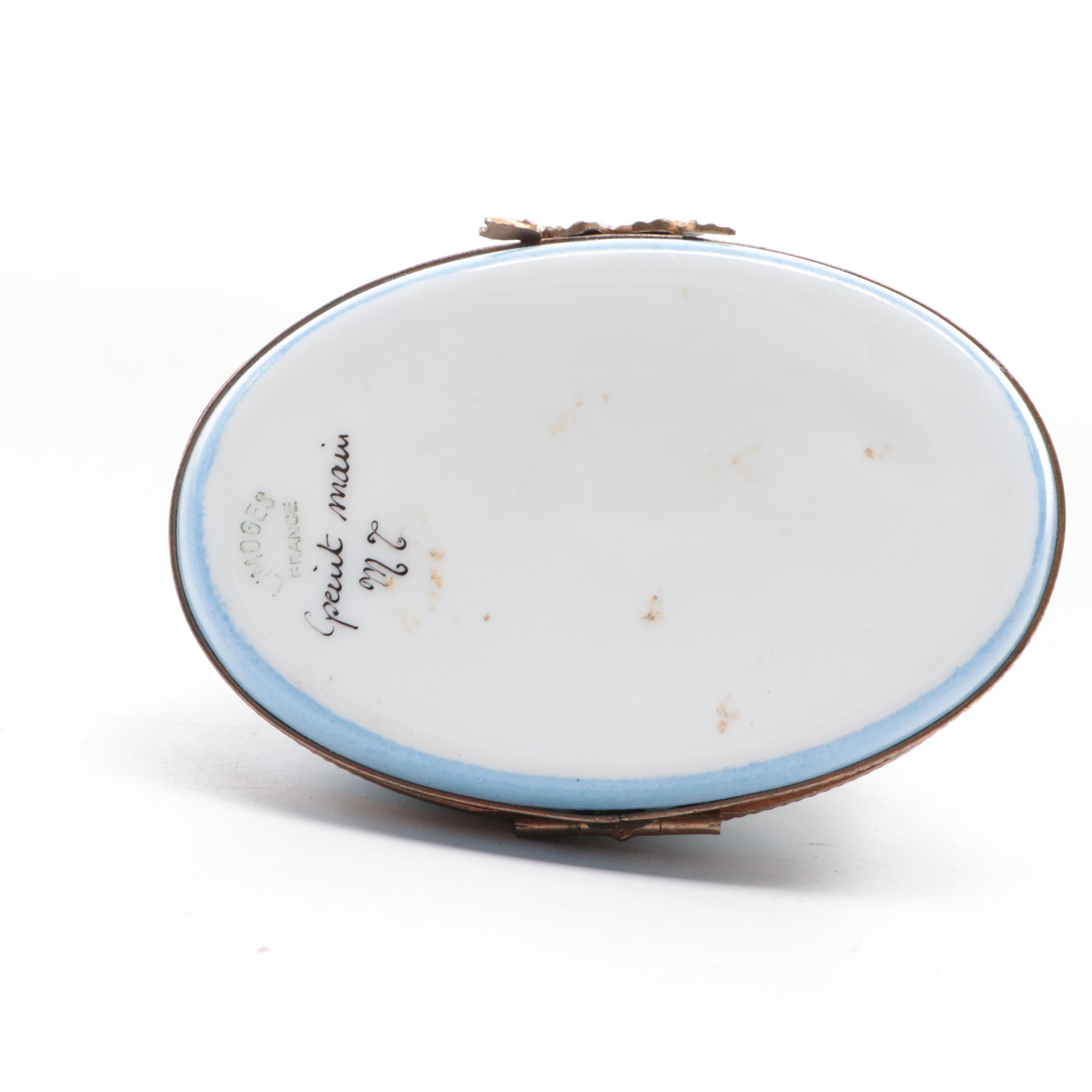 French Hand-Painted Porcelain Maltese Limoges Box