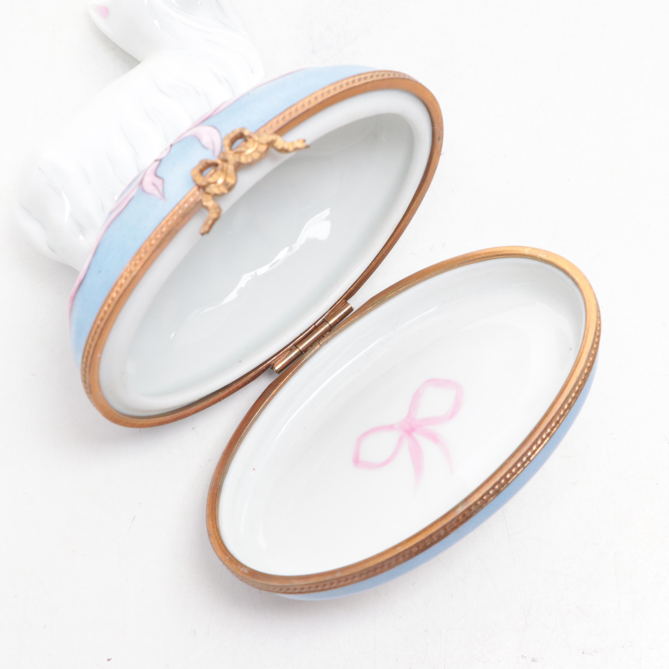 French Hand-Painted Porcelain Maltese Limoges Box