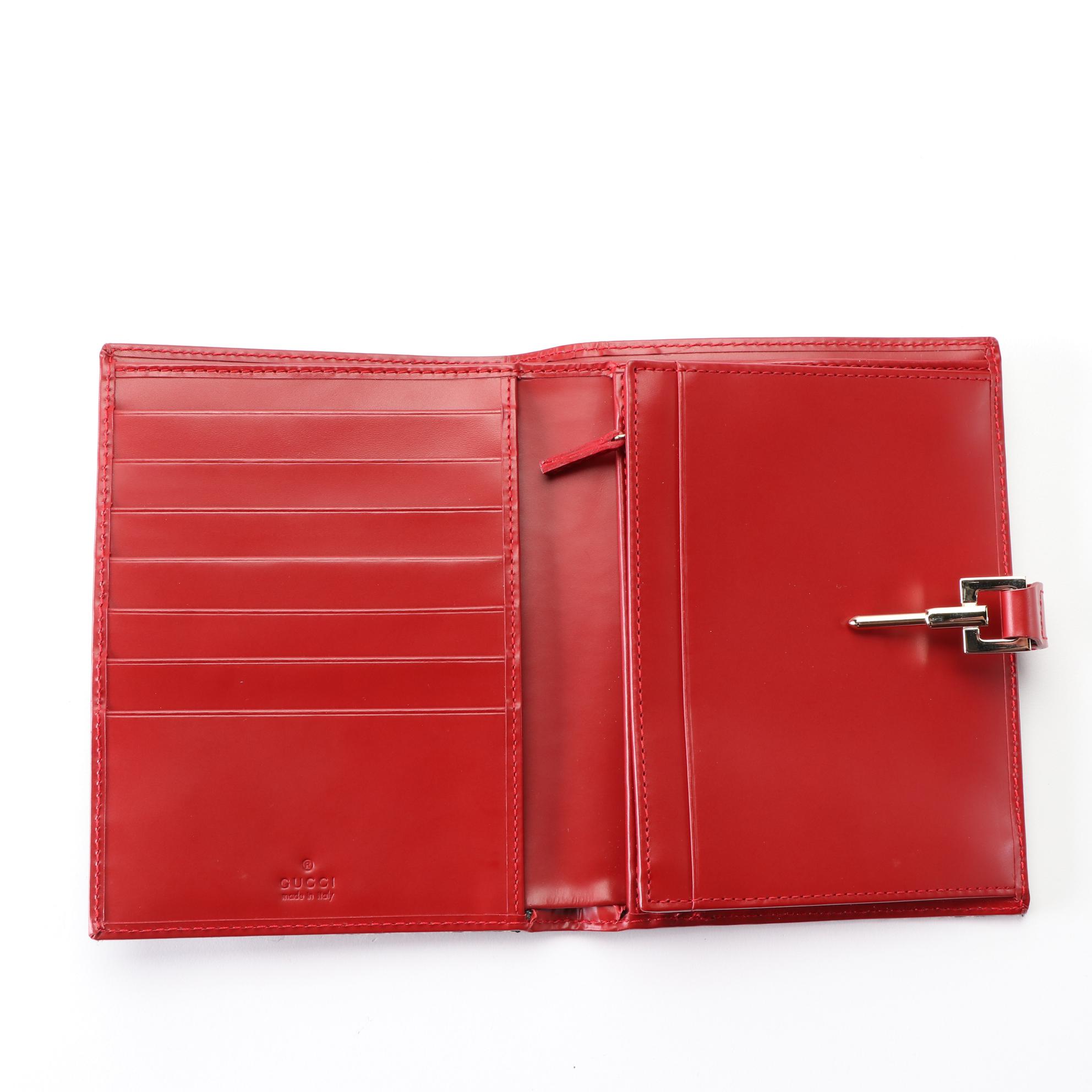 Gucci GG Canvas and Leather Wallet with Push-Lock Clasp