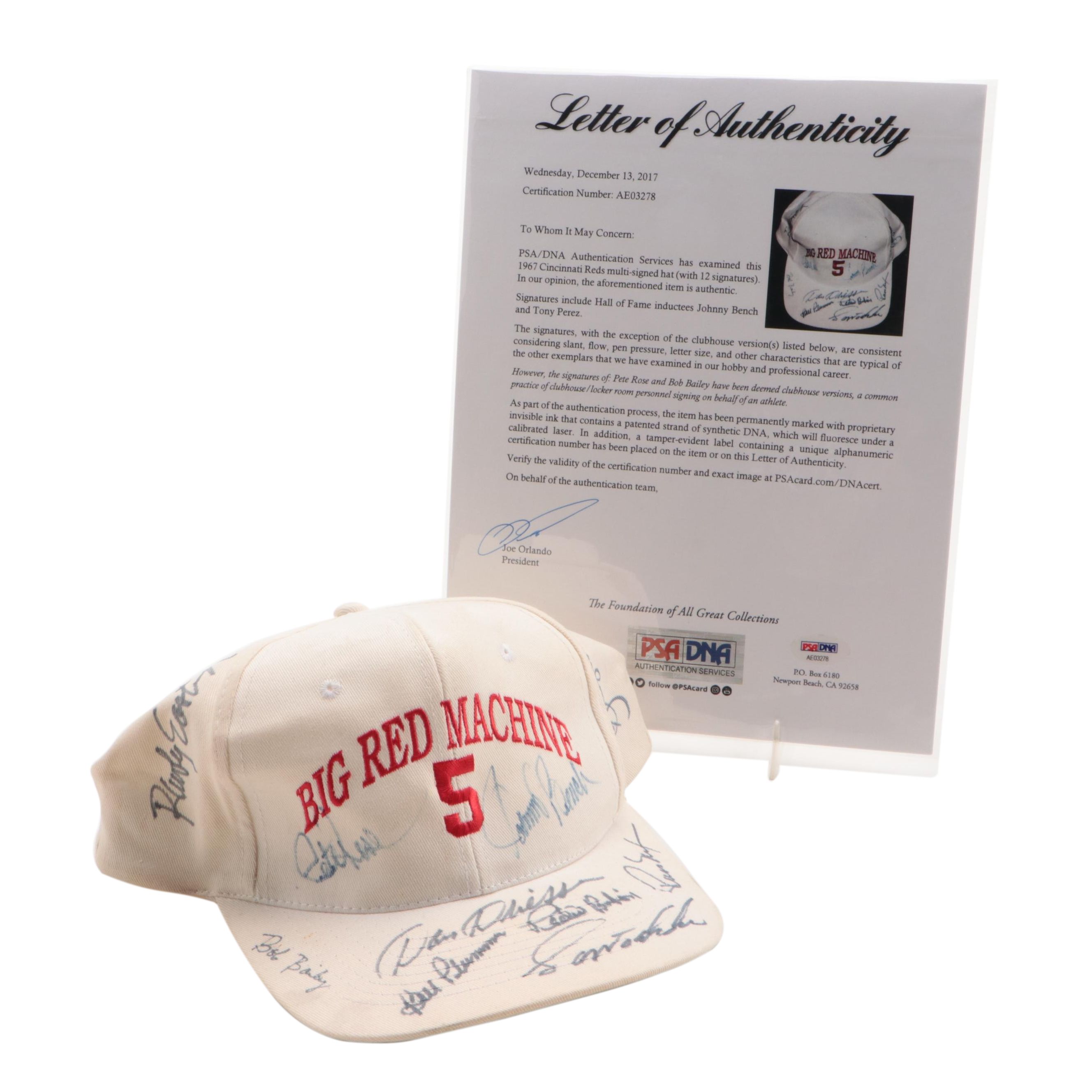 Johnny Bench, Tony Perez, and More Signed Big Red Machine Cincinnati Reds Hat