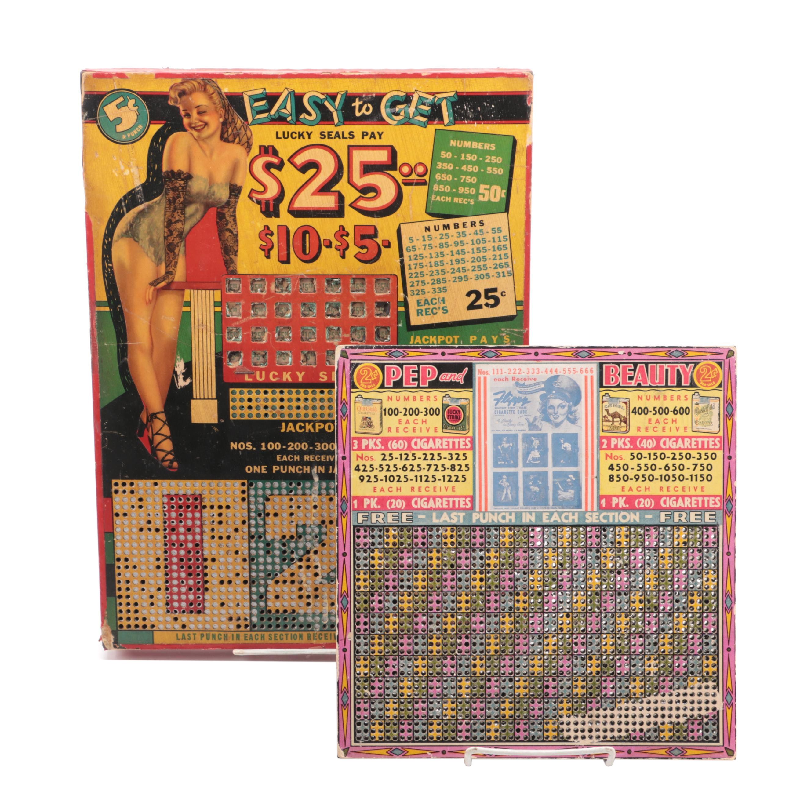 Bee Jay and Pep and Beauty Punch Boards, Mid-20th Century