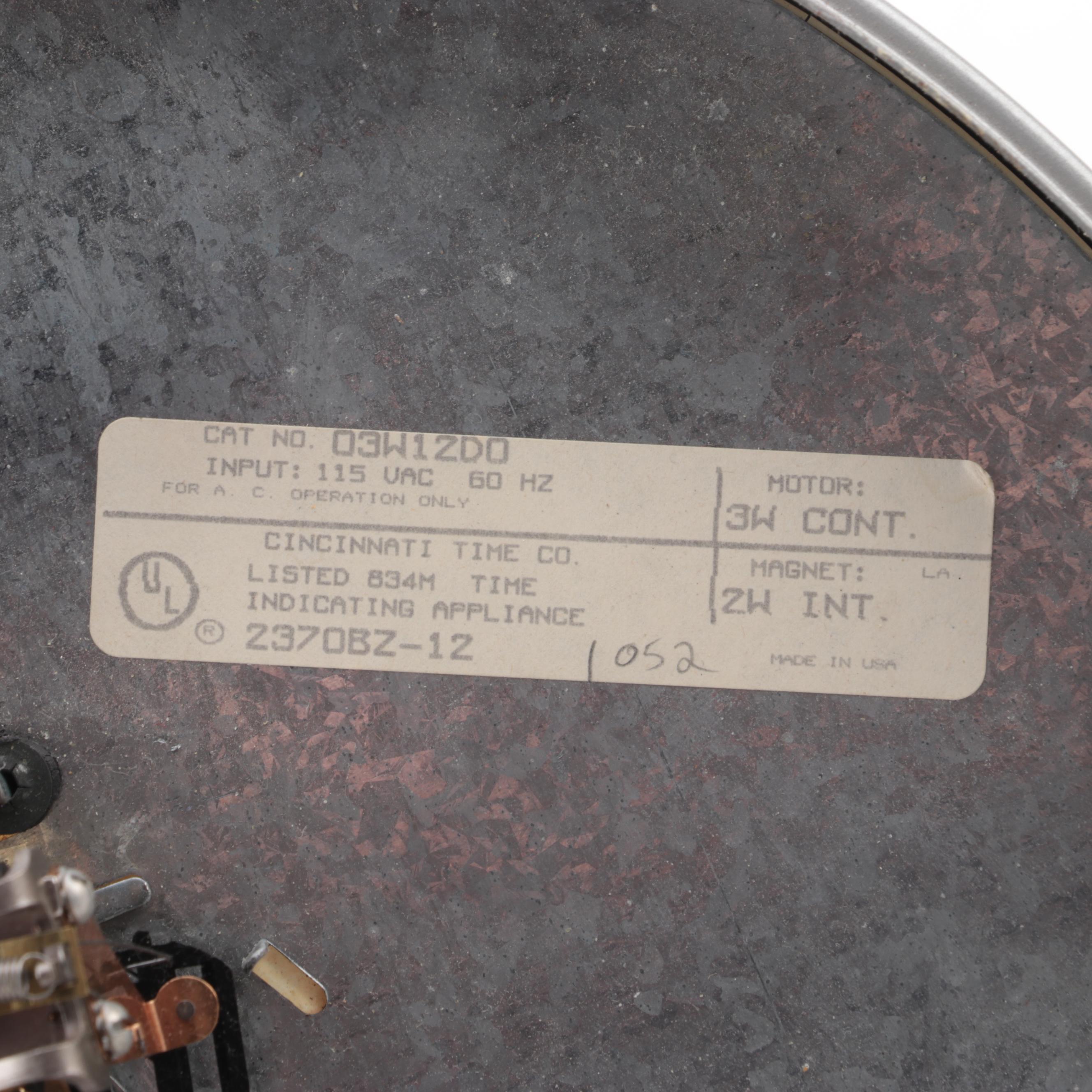 Cincinnati Time Recorder Co. Secondary Wall Clocks