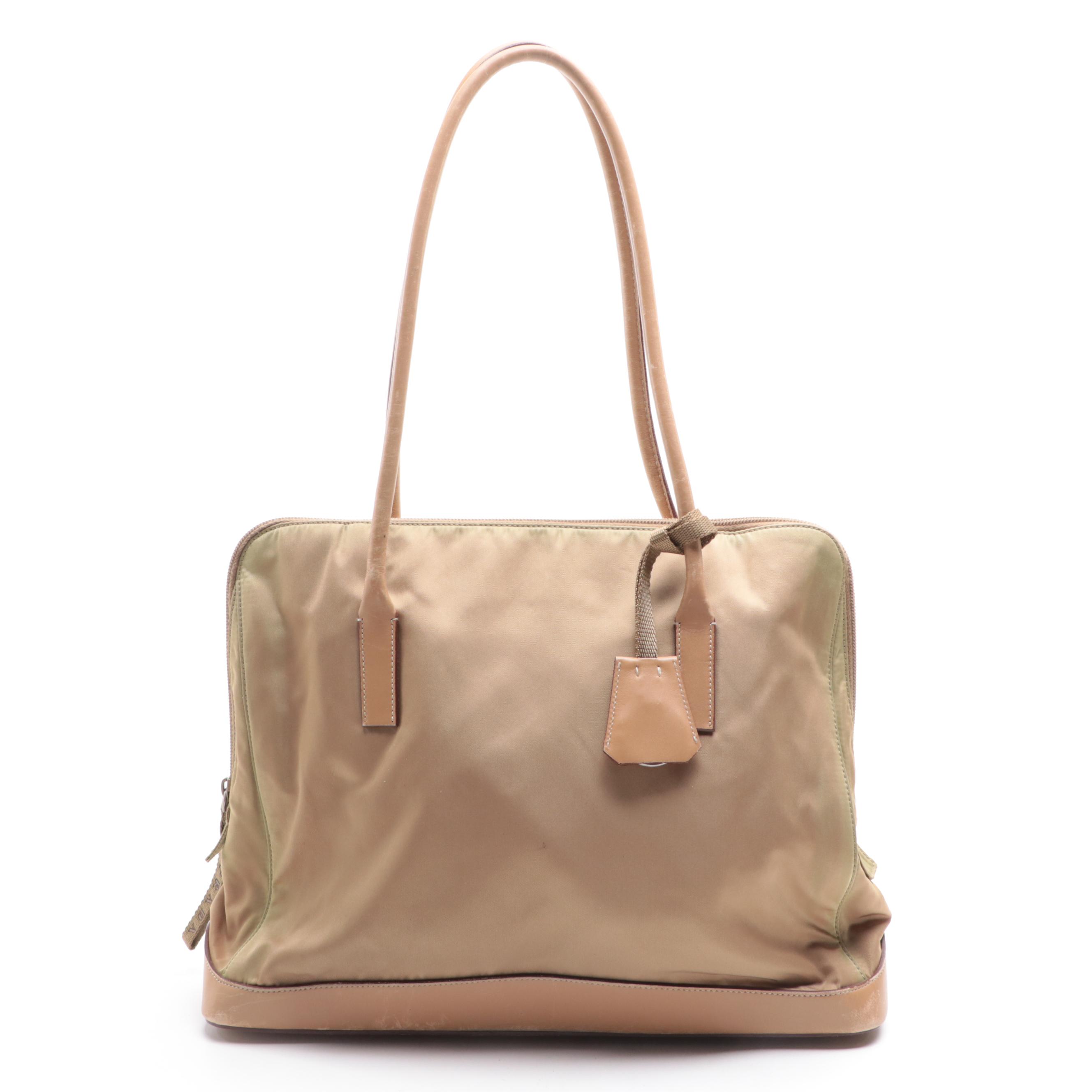 Prada Nylon and Leather Shoulder Bag