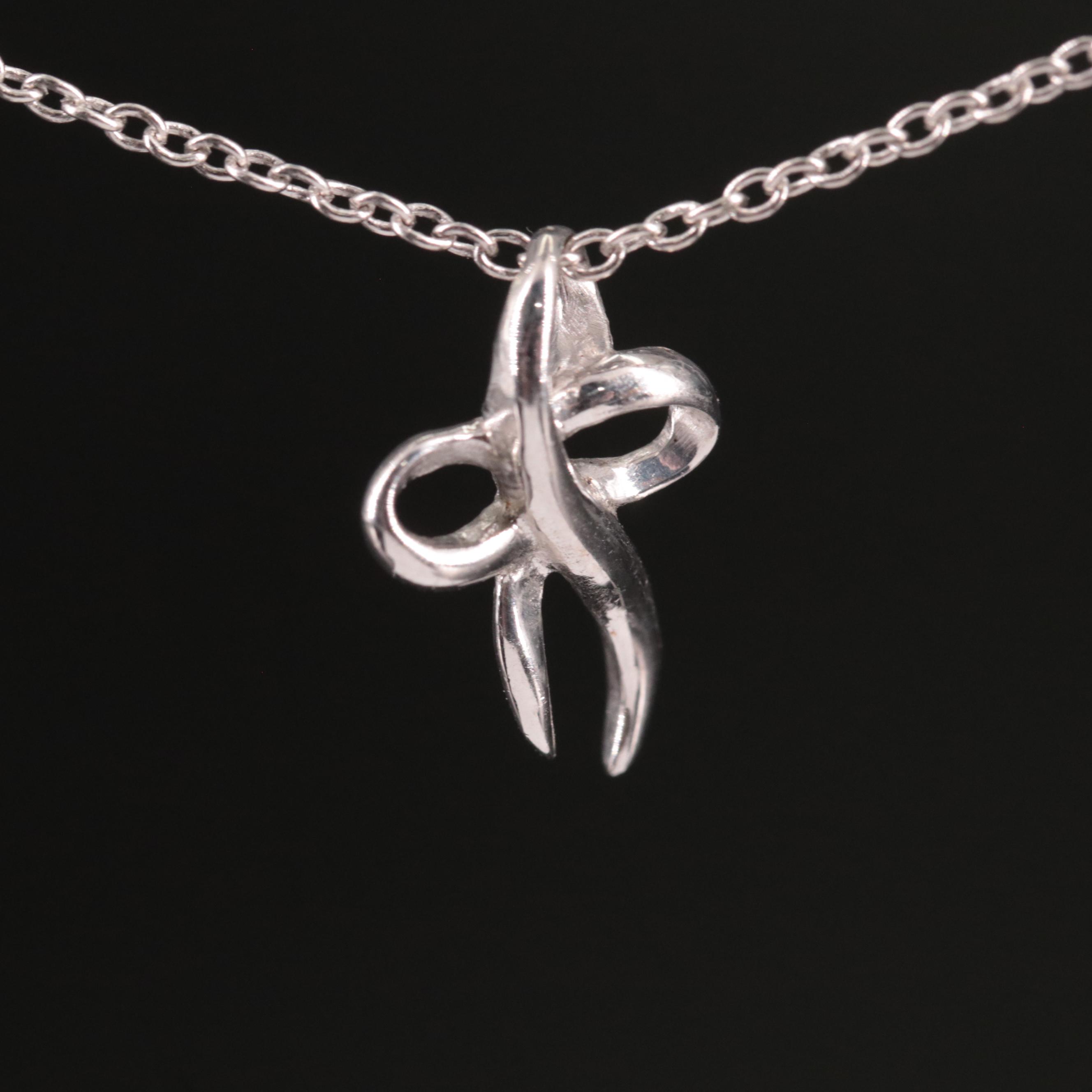 Sterling Ribbon Pendant Necklace