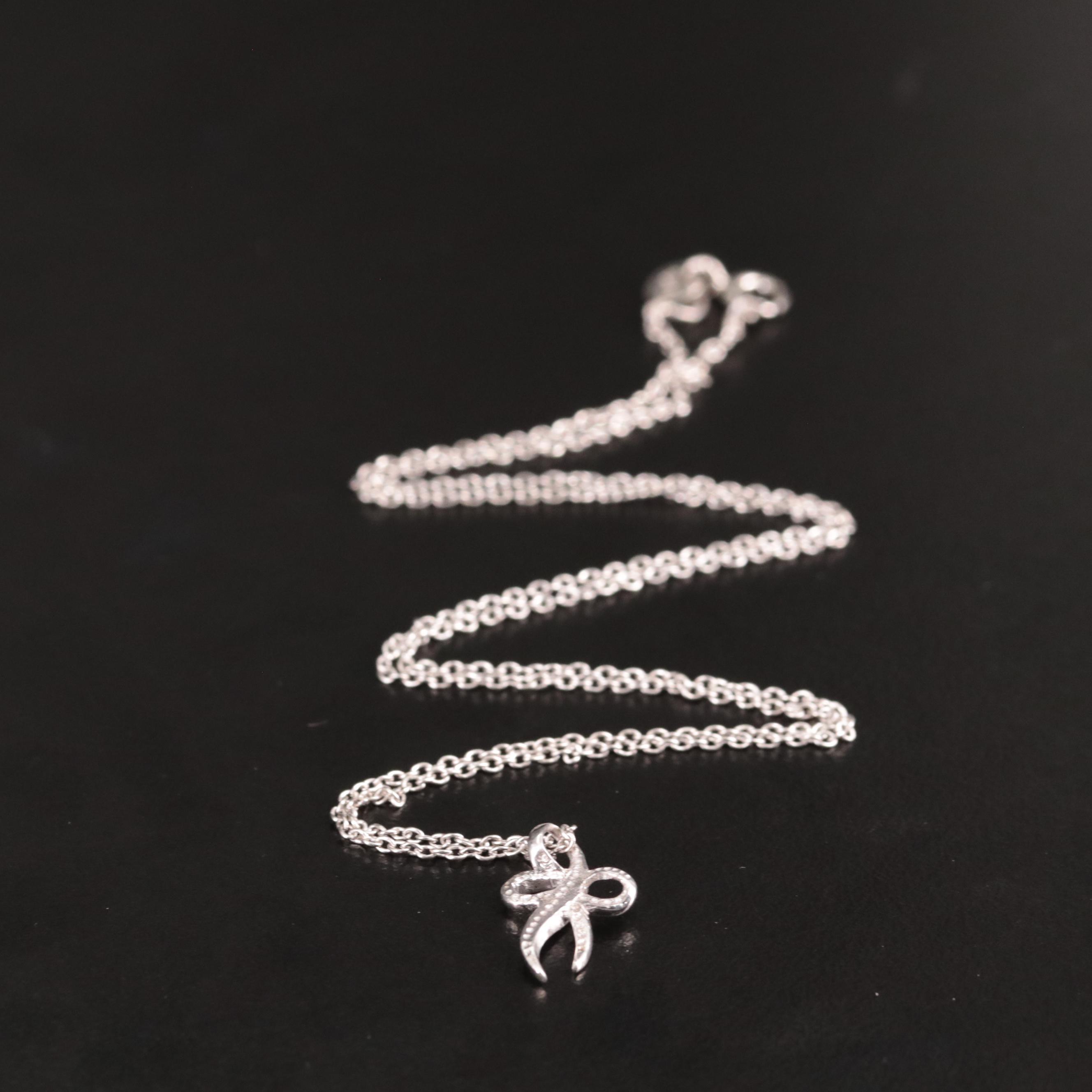 Sterling Ribbon Pendant Necklace