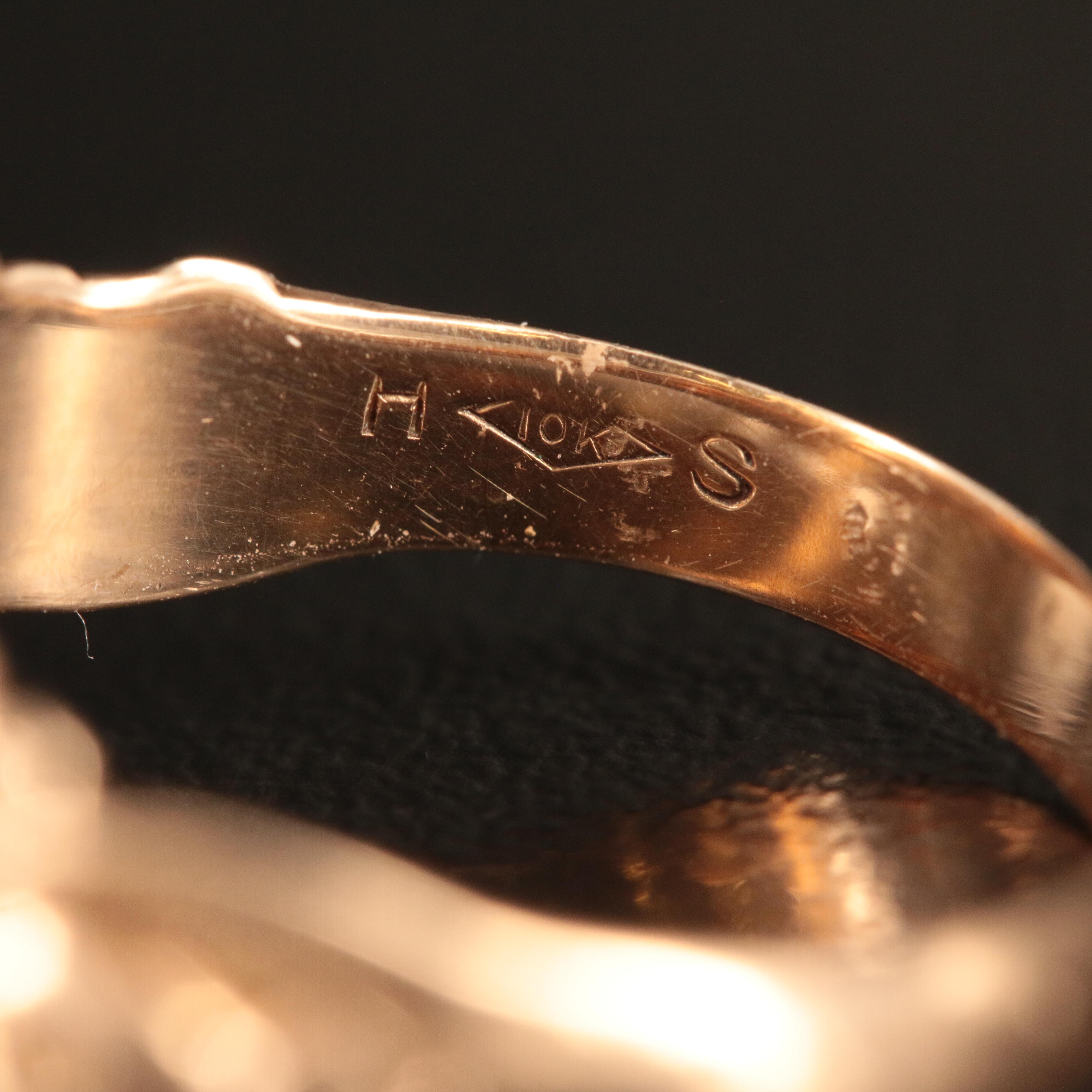 10K Rose Gold Diamond Ring, Engraved Initial Ring and Tie Clip